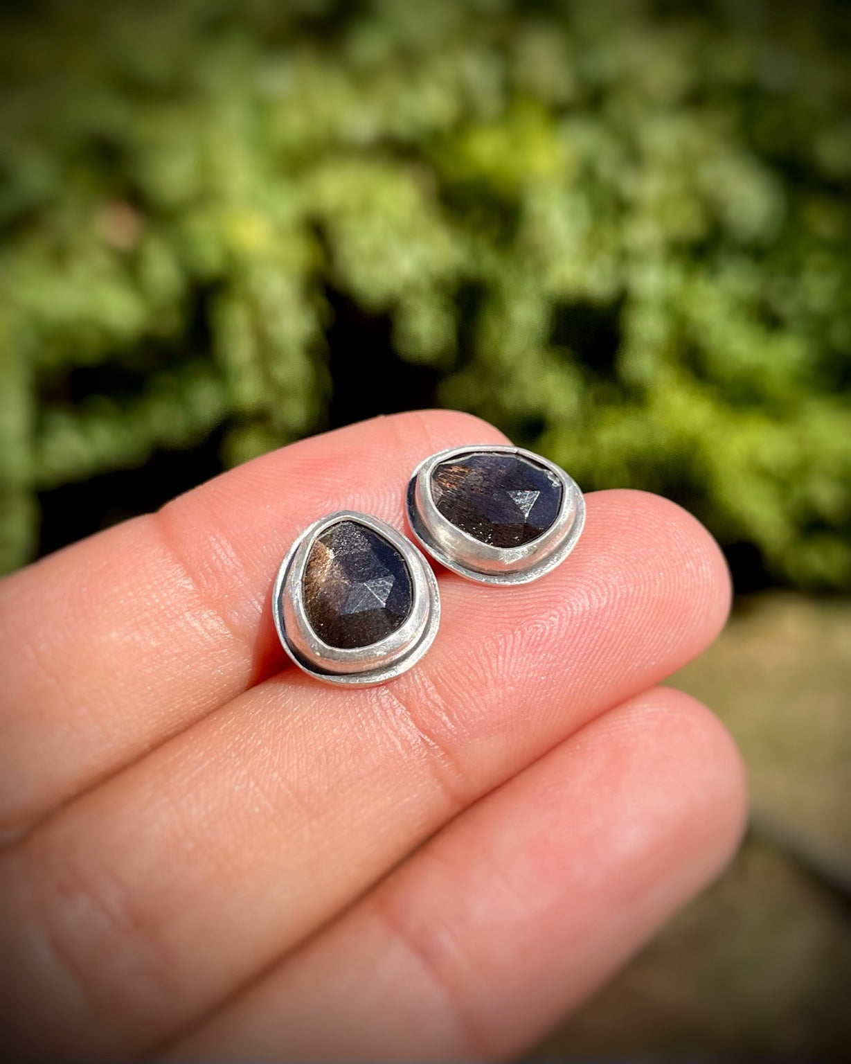 African Sunstone Rose-Cut Studs