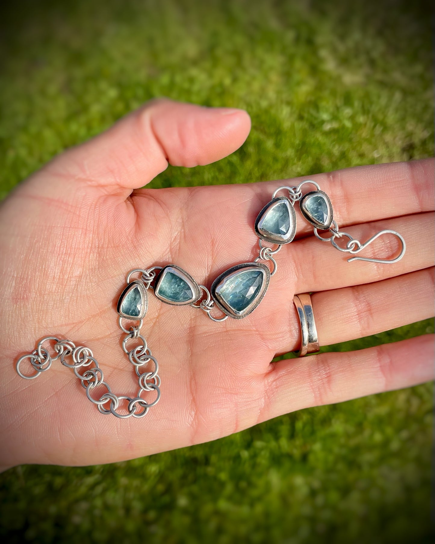 Aqua Kyanite Link Bracelet