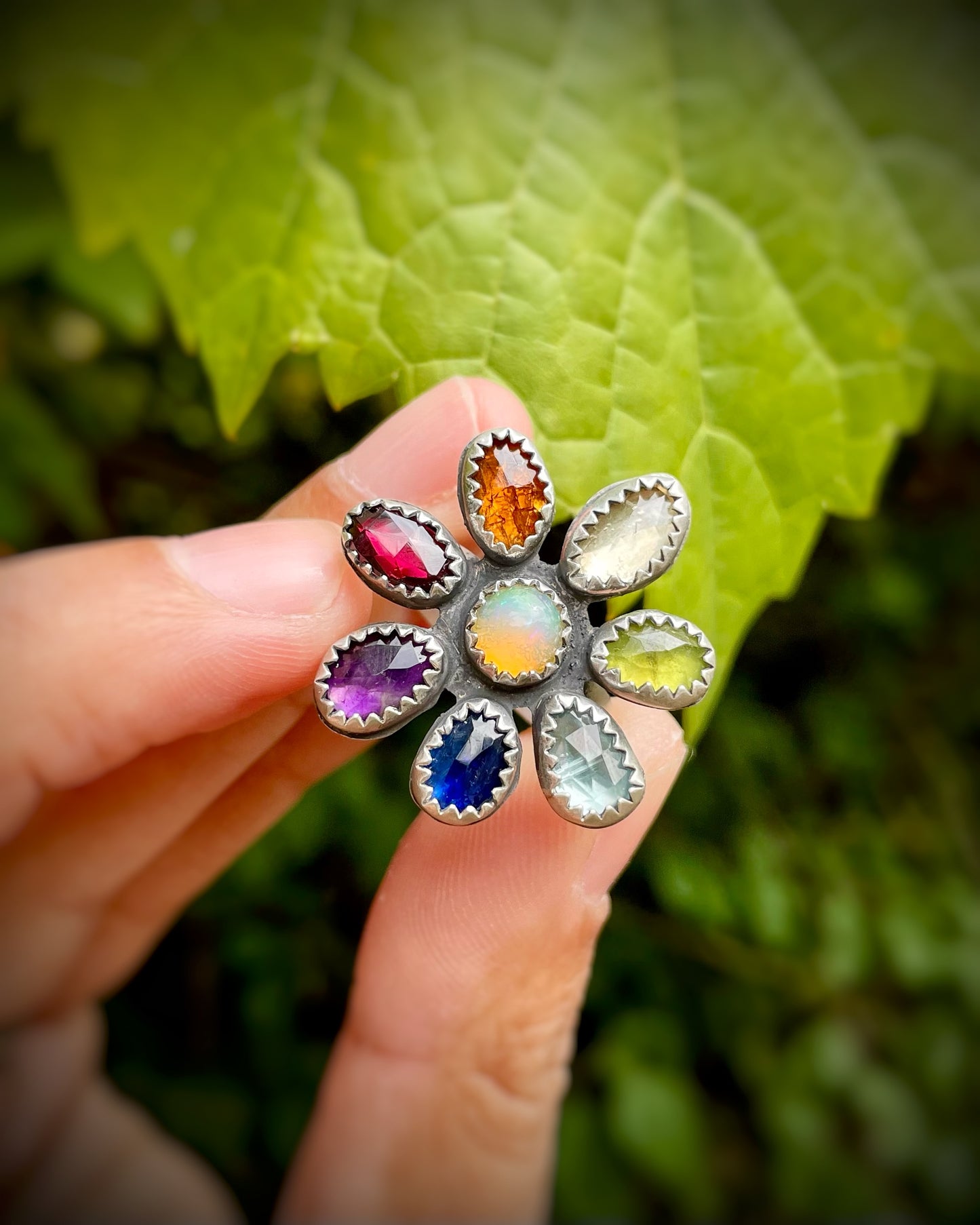 Rainbow Bloom Statement Ring