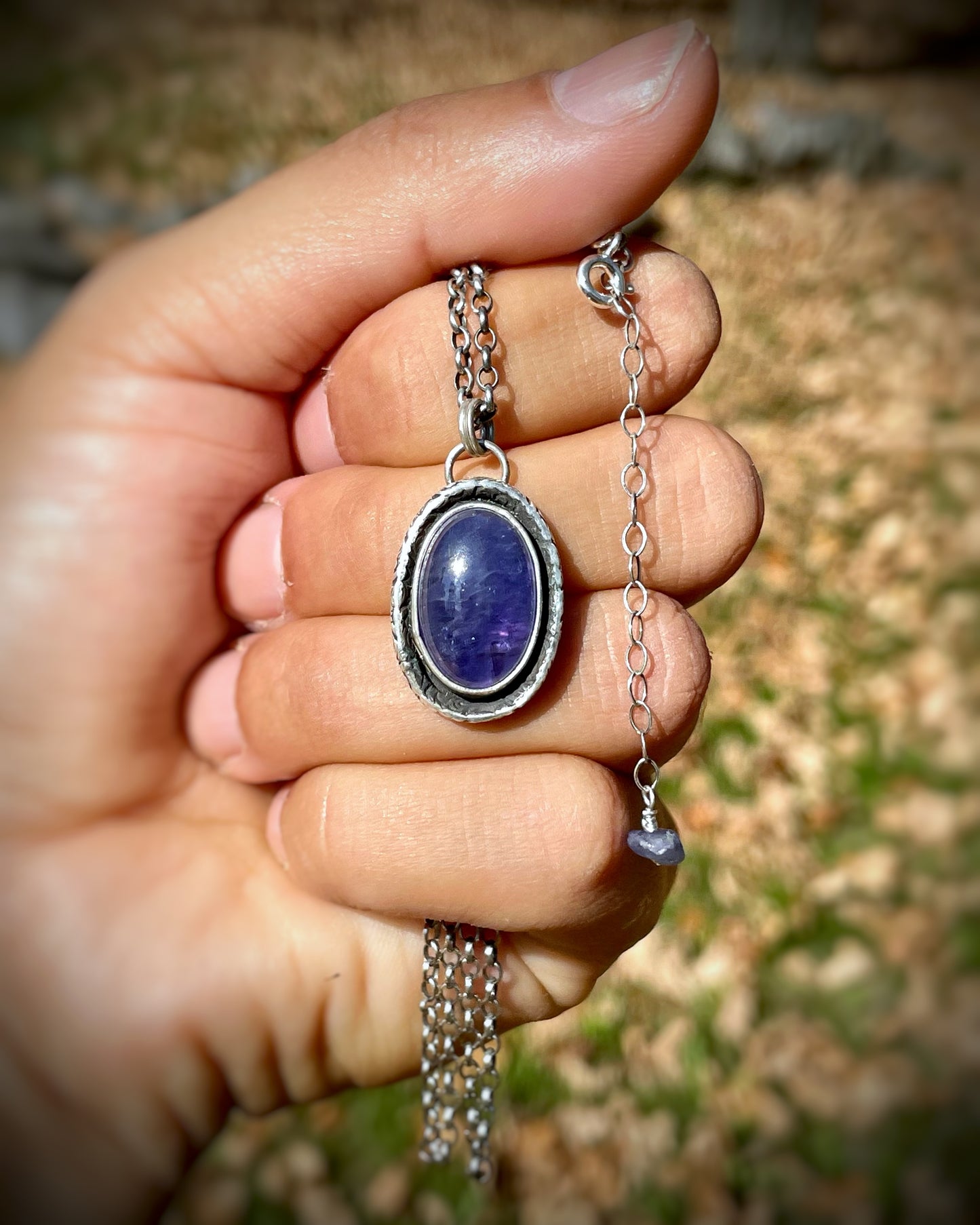 Patterned Border Gemstone Pendants