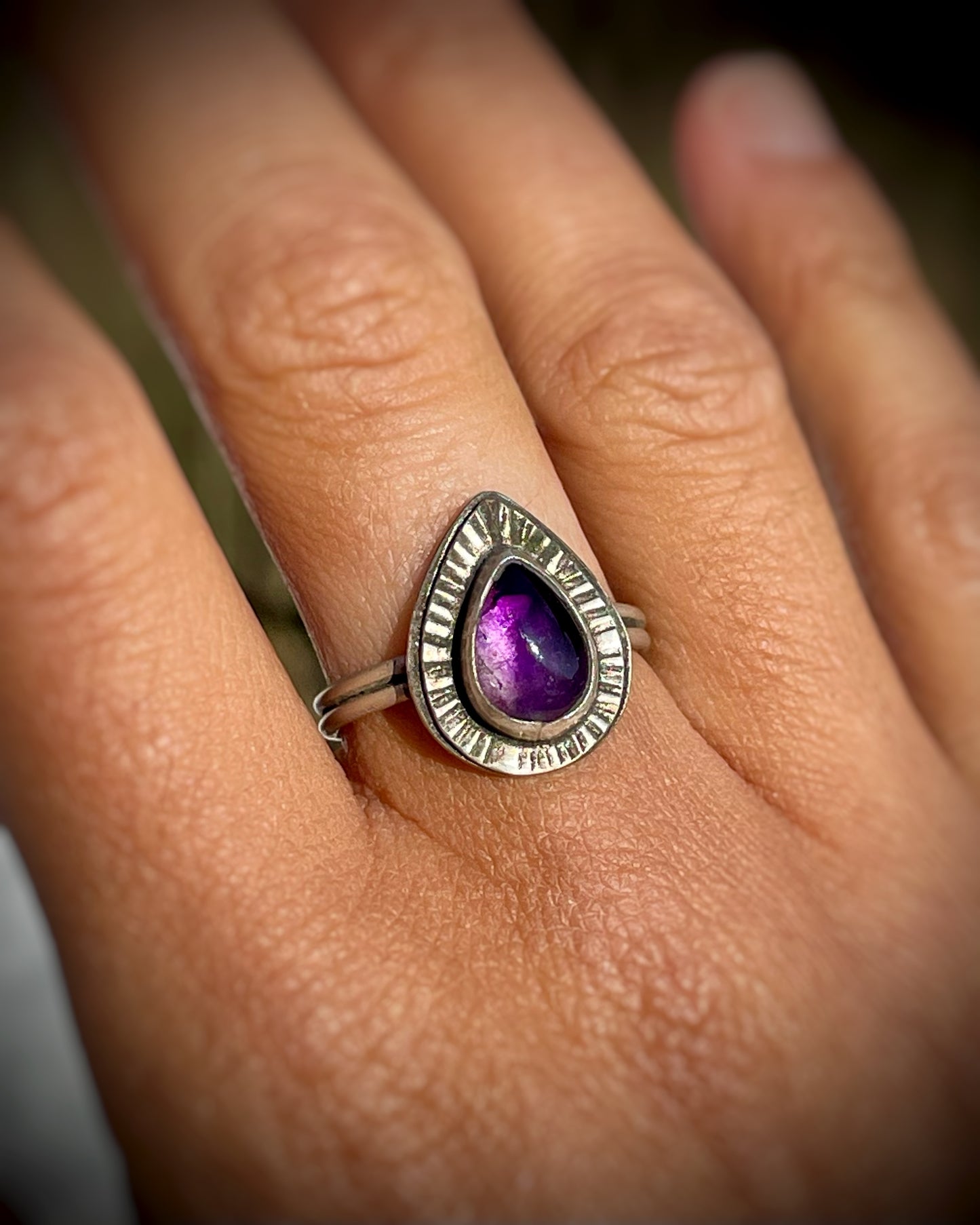 Amethyst Teardrop Ring