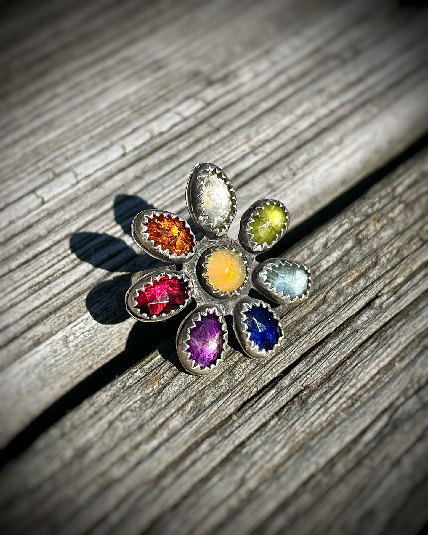 Rainbow Bloom Statement Ring