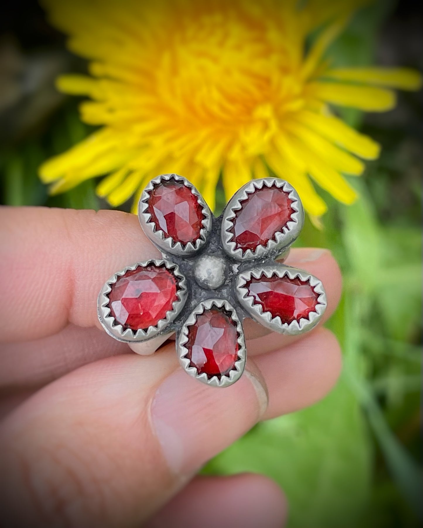 Wildflower Garnet Ring
