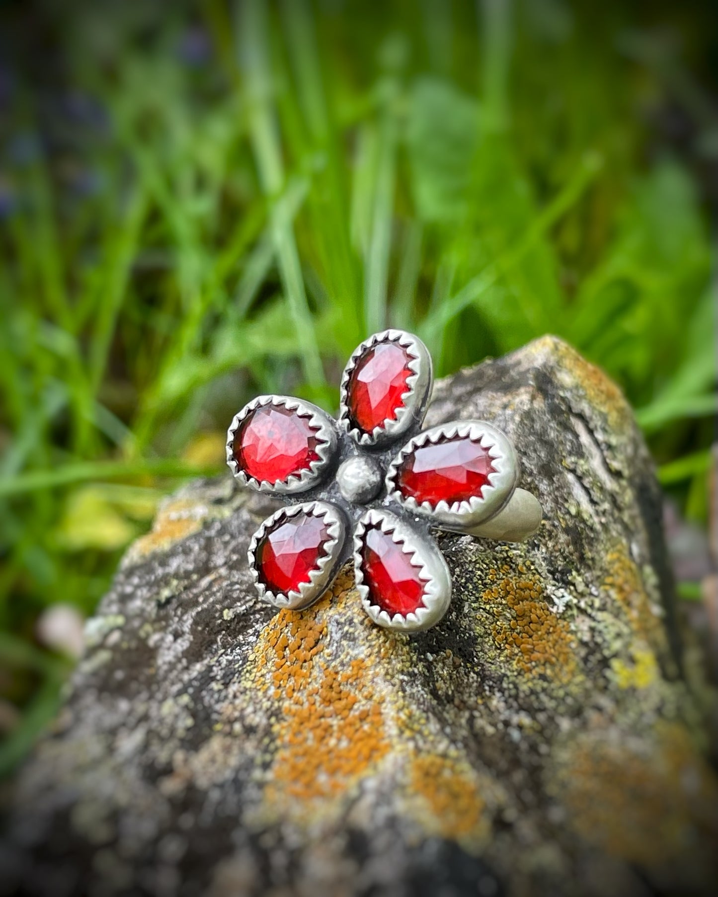 Wildflower Garnet Ring
