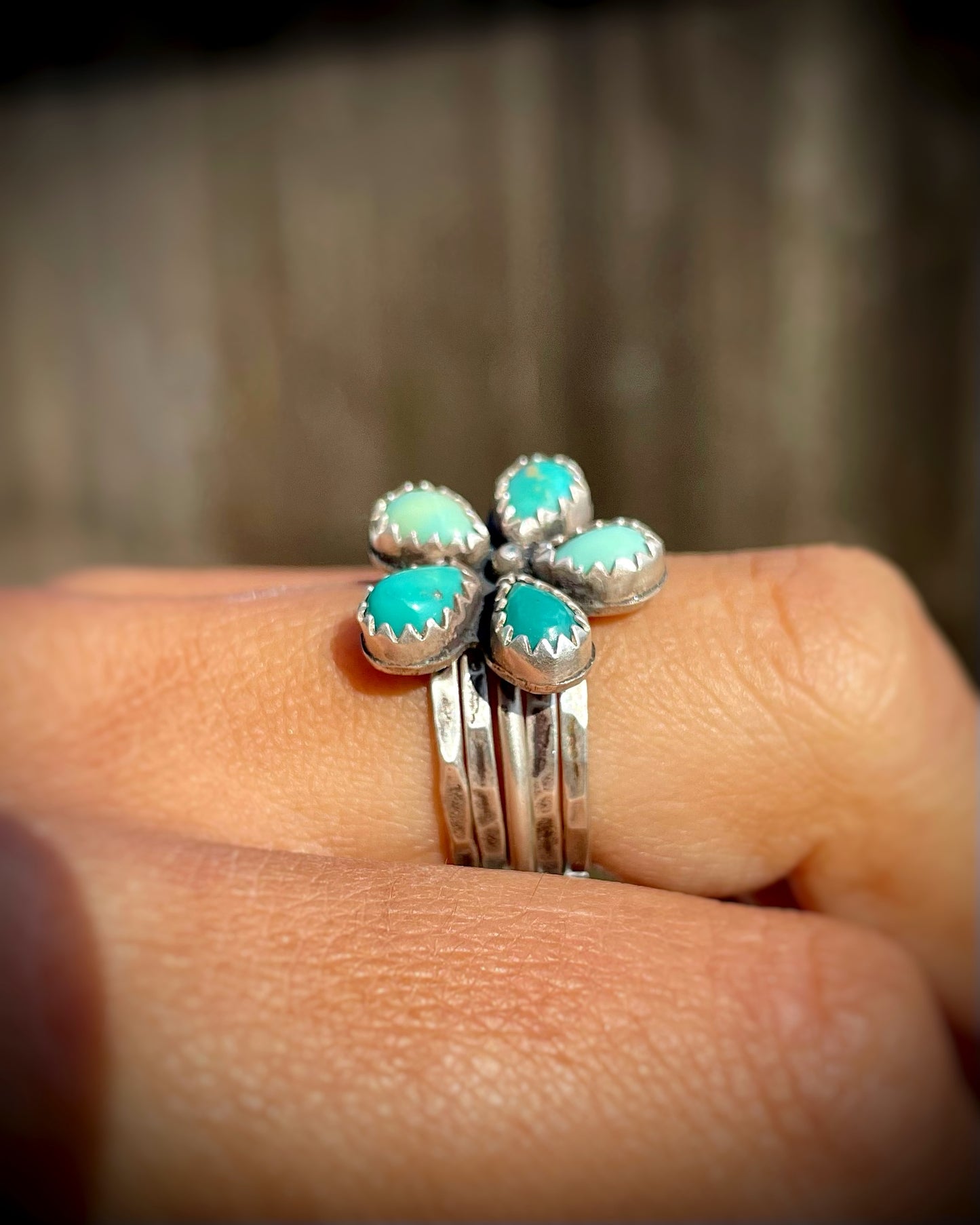 Kingman Turquoise Flower Stacker Set
