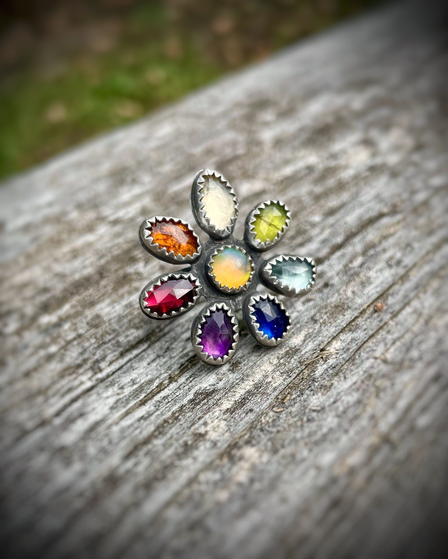 Rainbow Bloom Statement Ring