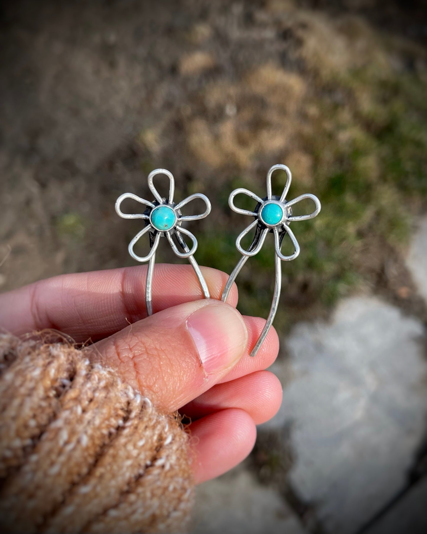 Turquoise Flower Hair Pins