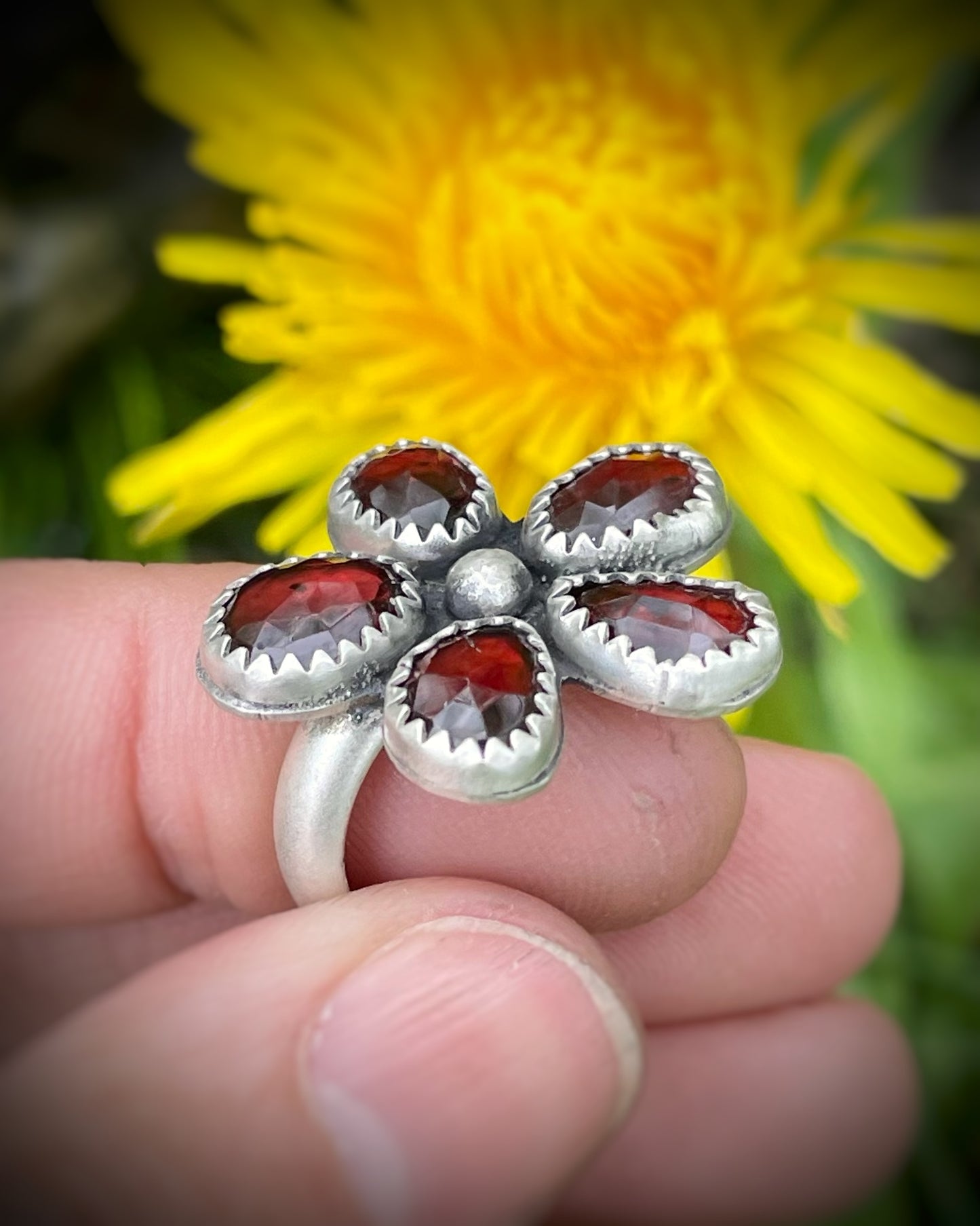 Wildflower Garnet Ring