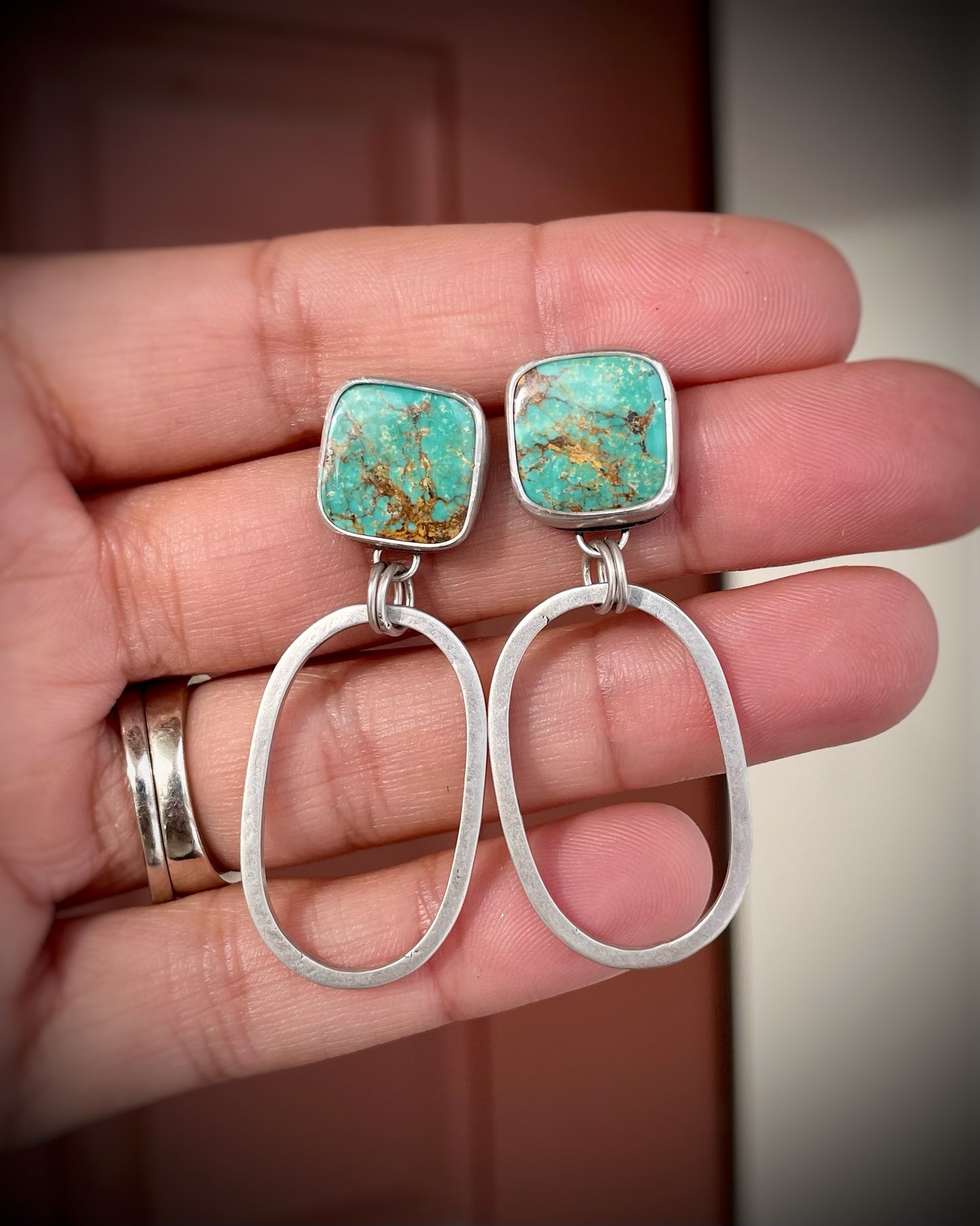 Mexican Turquoise Mixed Shape Dangle Earrings