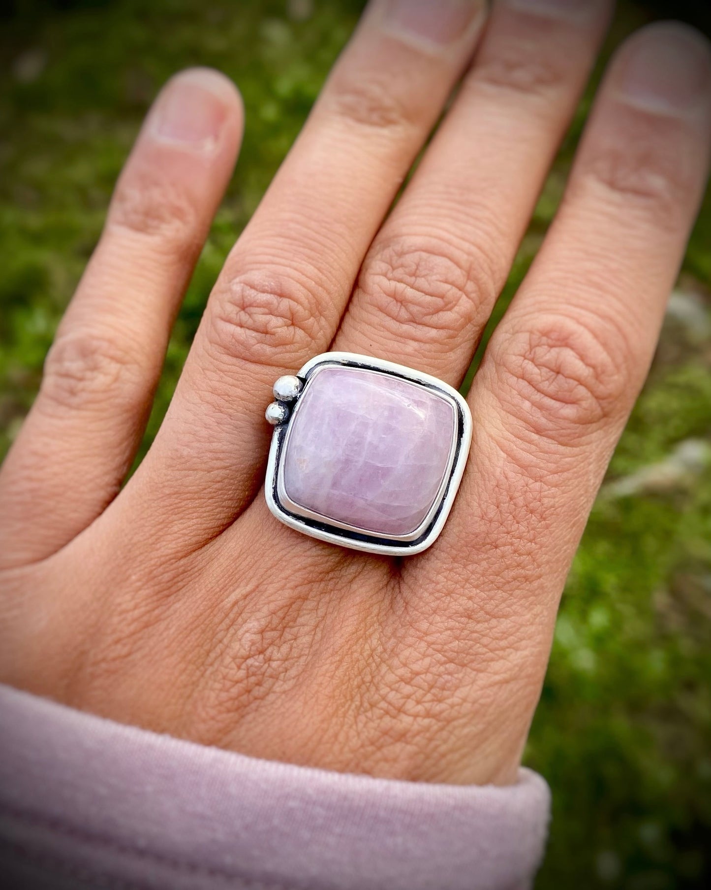 Kunzite Square Ring