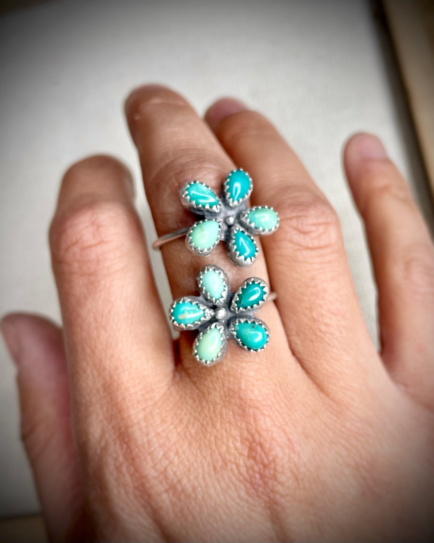 Kingman Turquoise Flower Ring