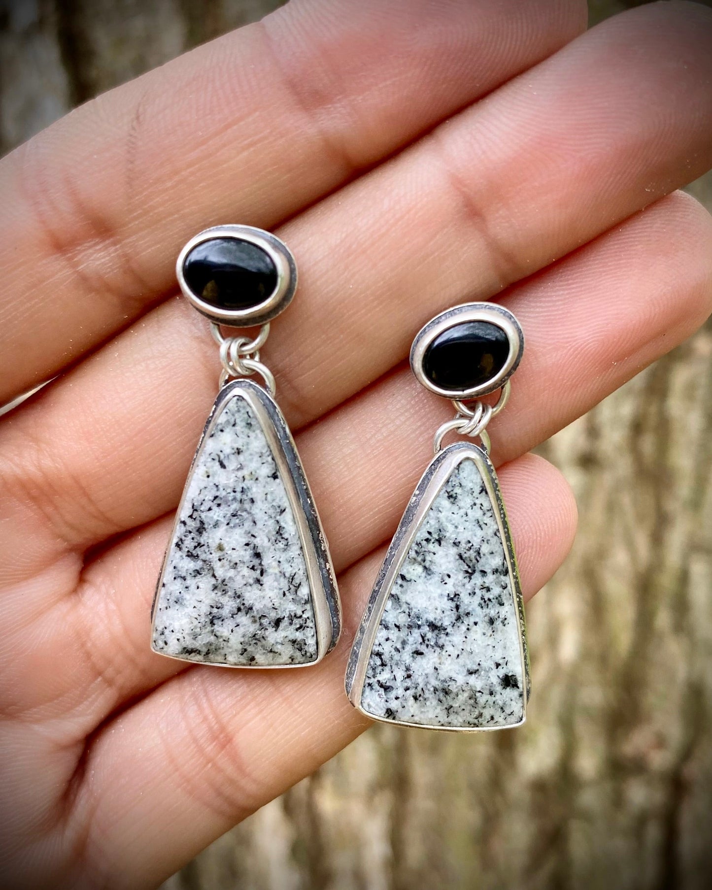 Black & White Dual Stone Dangles
