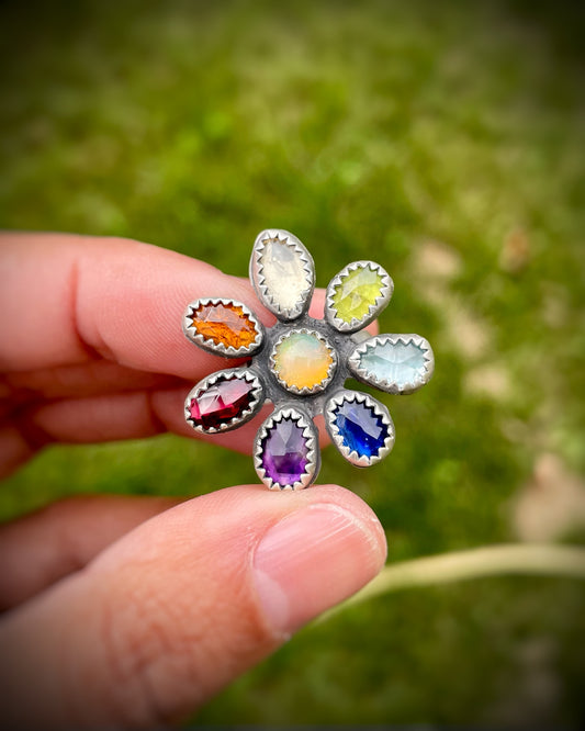 Rainbow Bloom Statement Ring