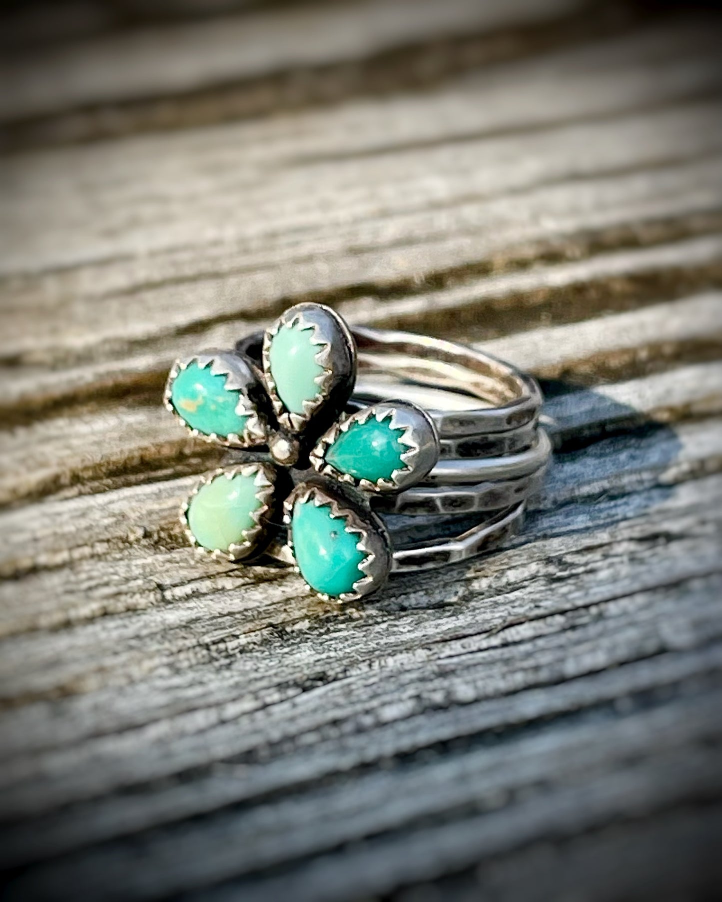 Kingman Turquoise Flower Stacker Set