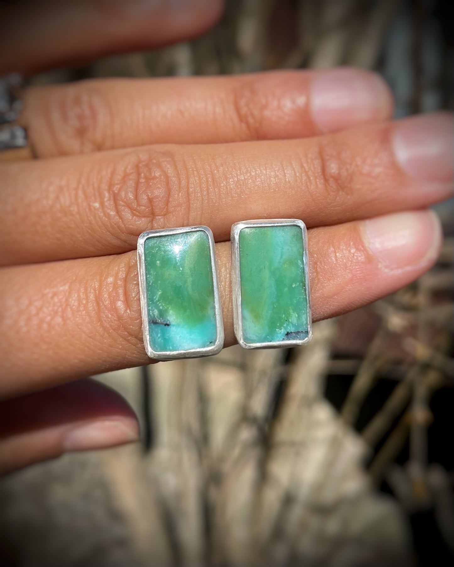 Opalized Wood Rectangular Studs