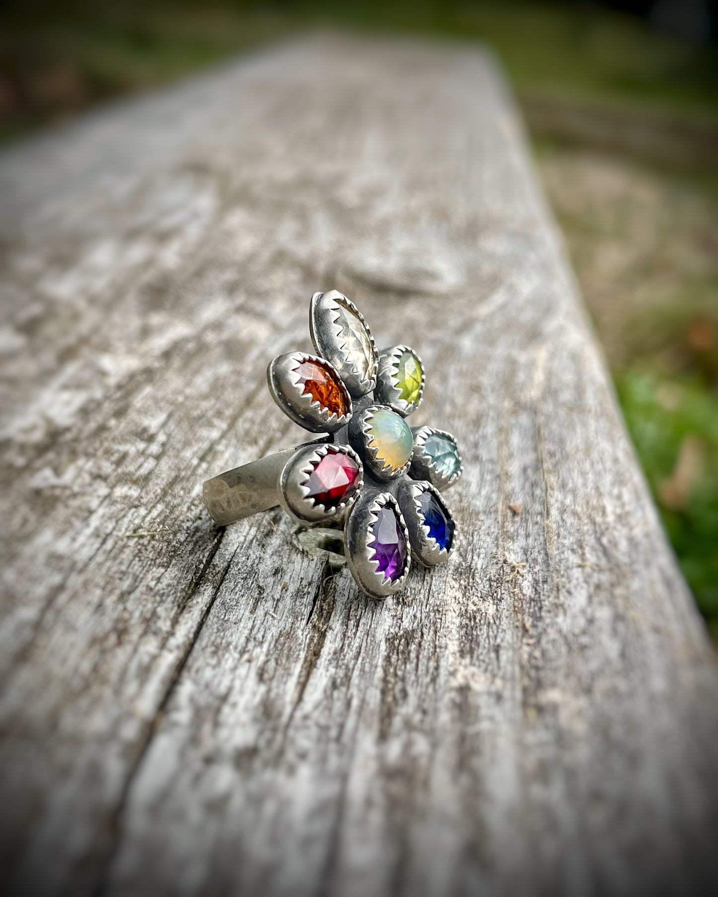 Rainbow Bloom Statement Ring