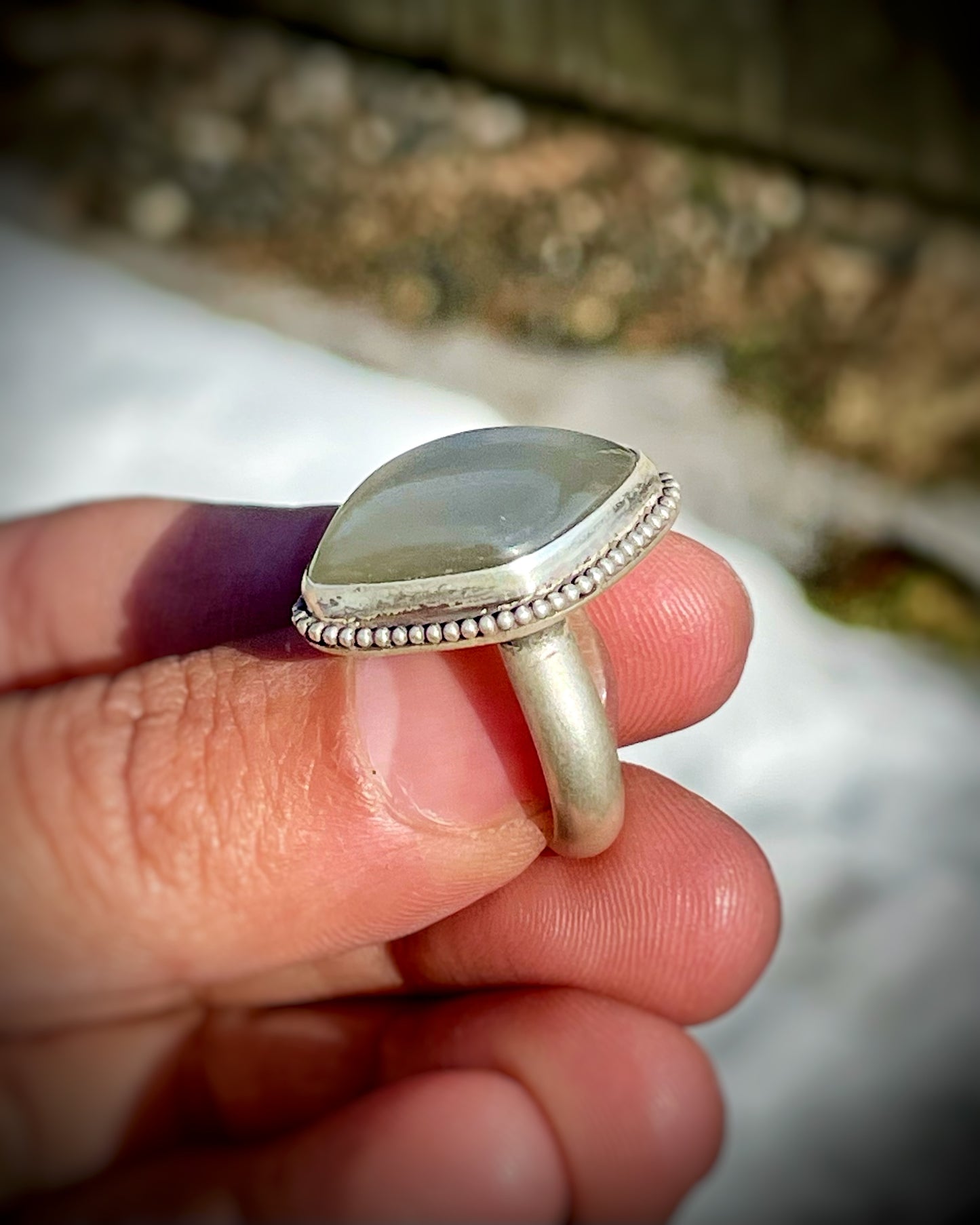 Gray Moonstone Ring