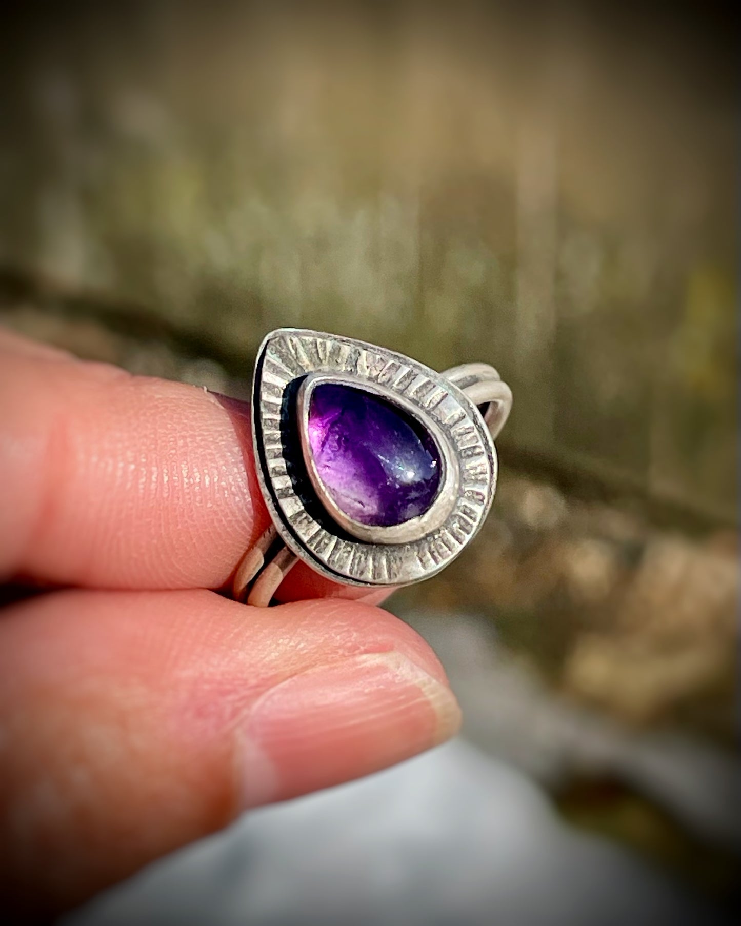 Amethyst Teardrop Ring