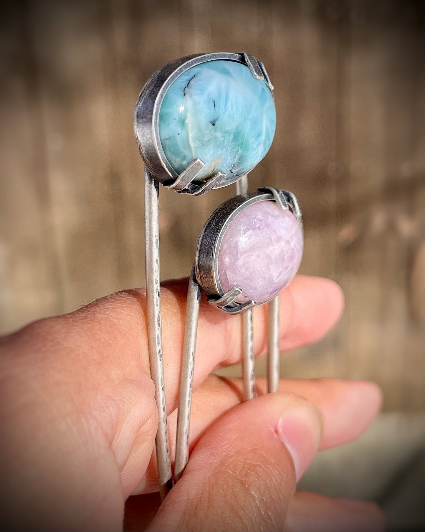 Gemstone Hair Stick – Larimar or Kunzite
