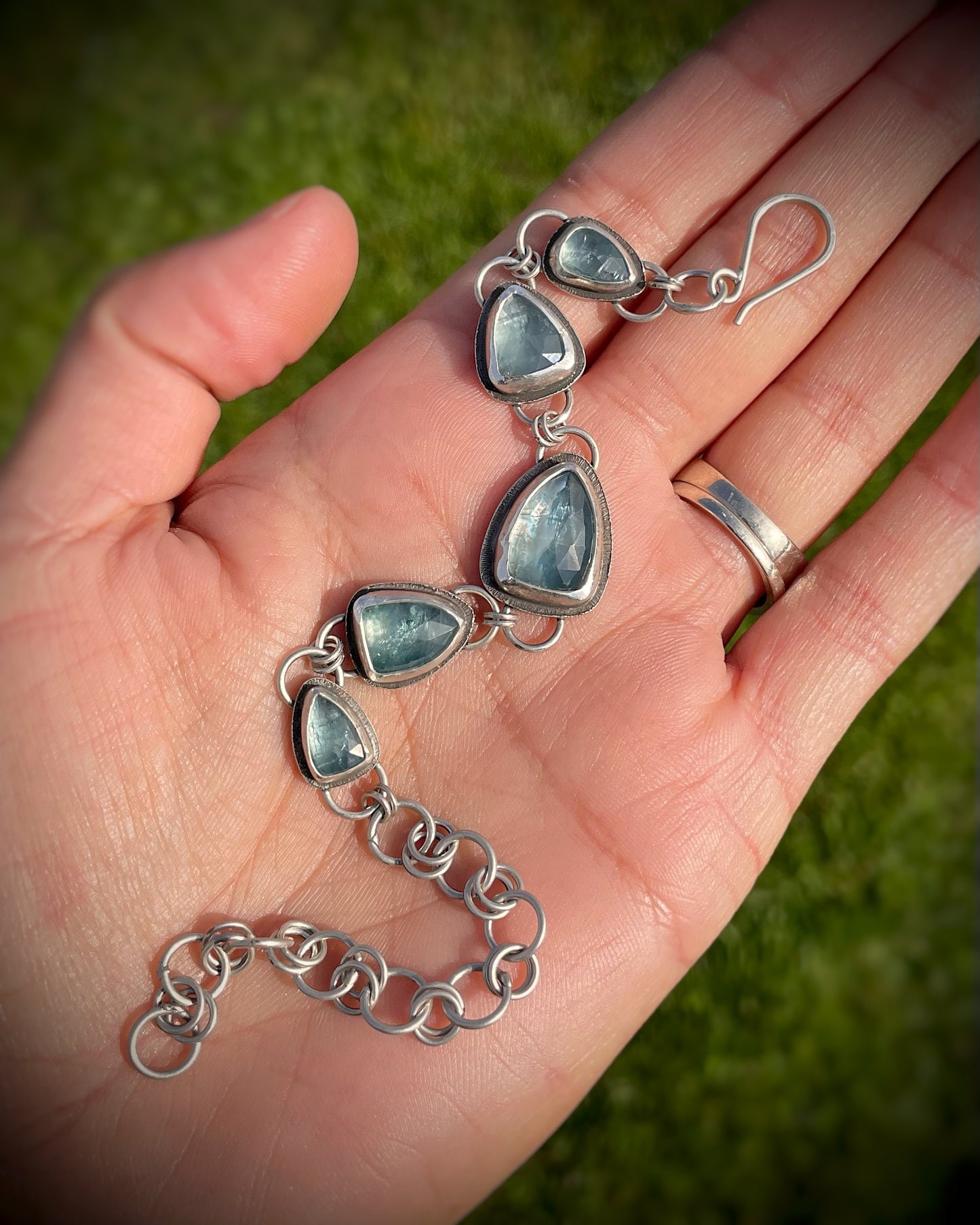 Aqua Kyanite Link Bracelet