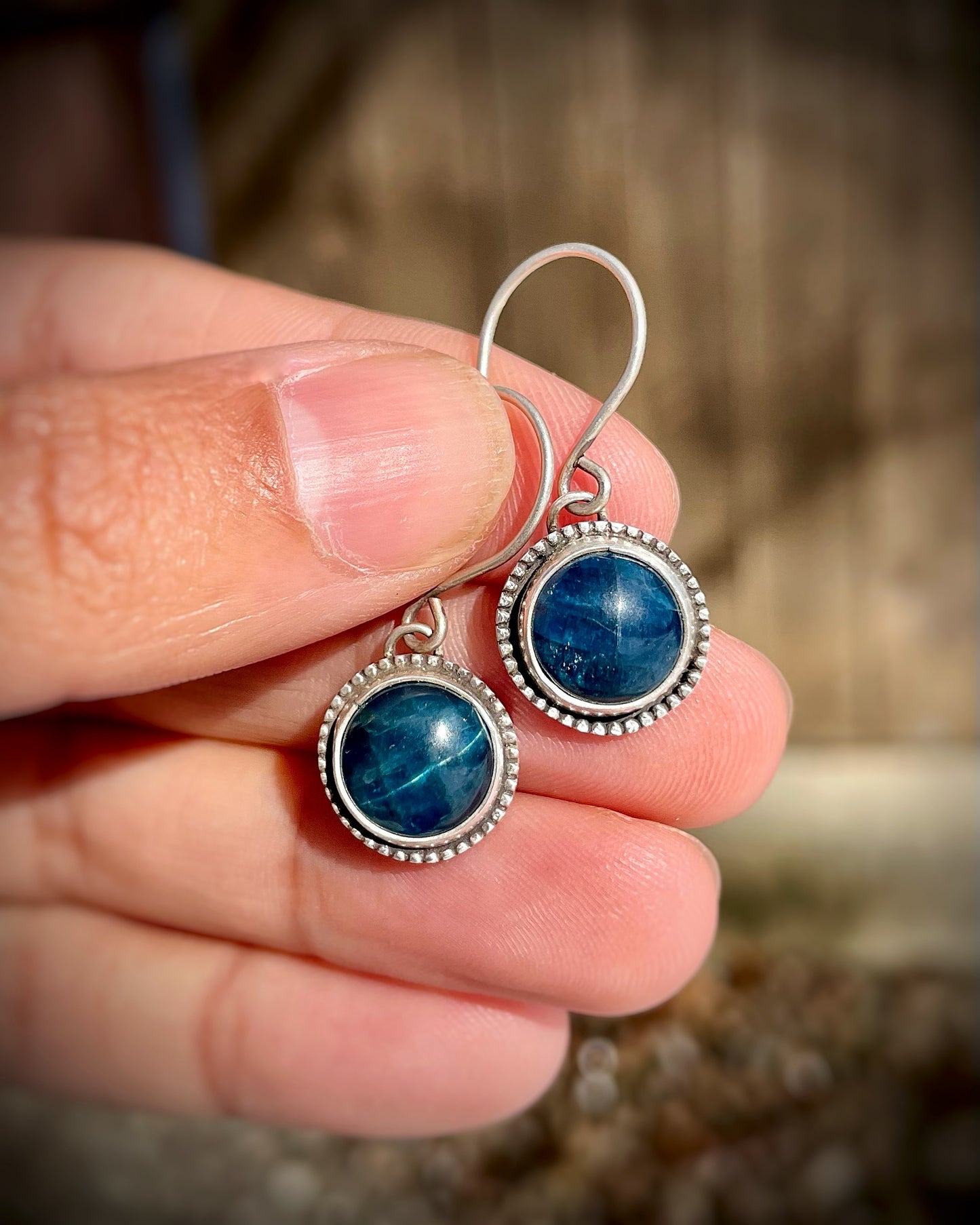Ocean Blue Apatite Round Dangles
