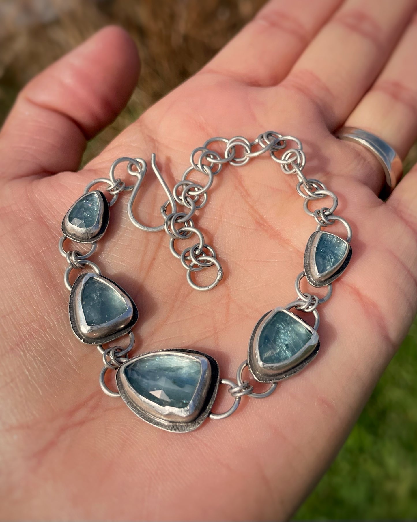 Aqua Kyanite Link Bracelet