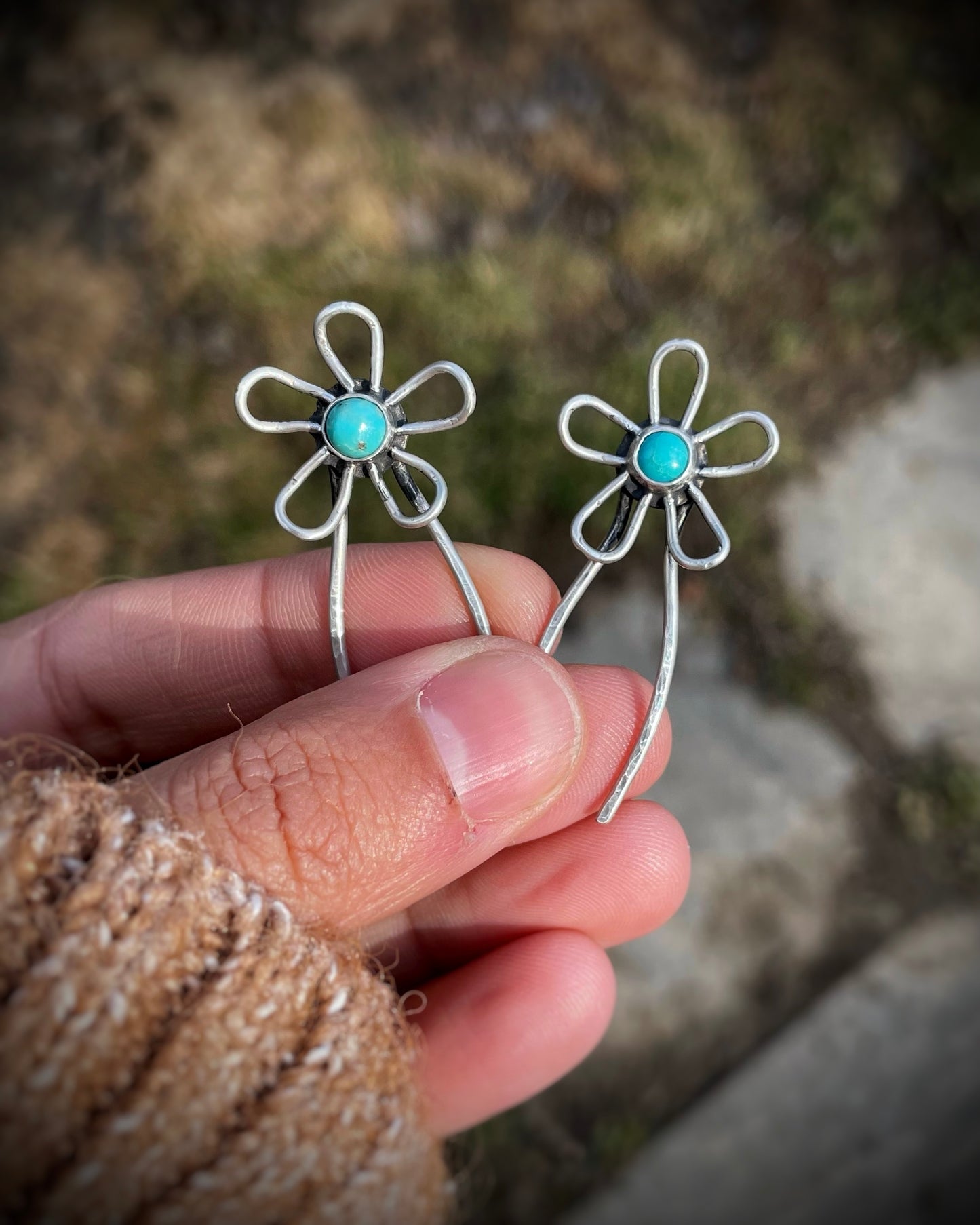 Turquoise Flower Hair Pins