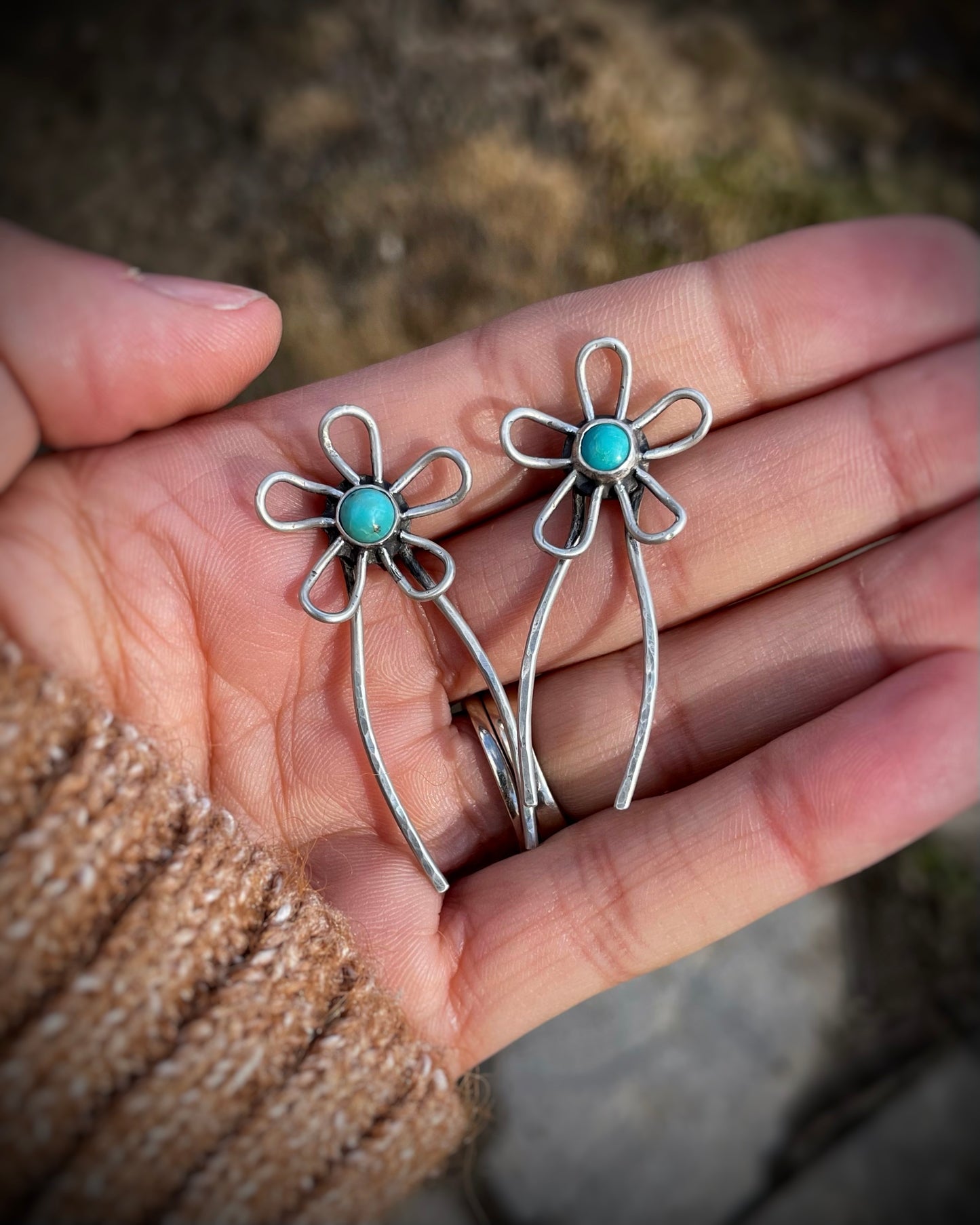 Turquoise Flower Hair Pins