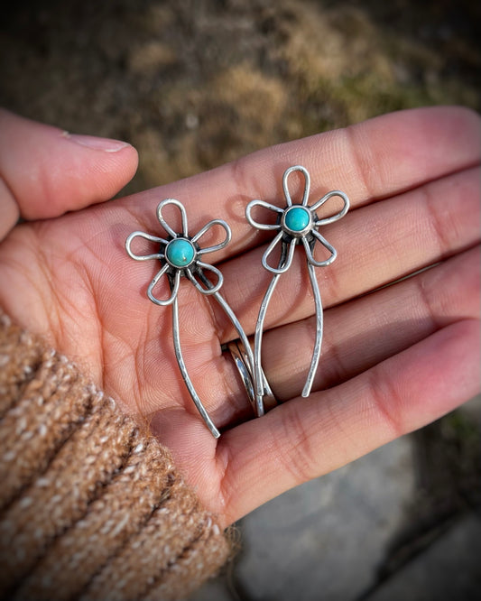 Turquoise Flower Hair Pins