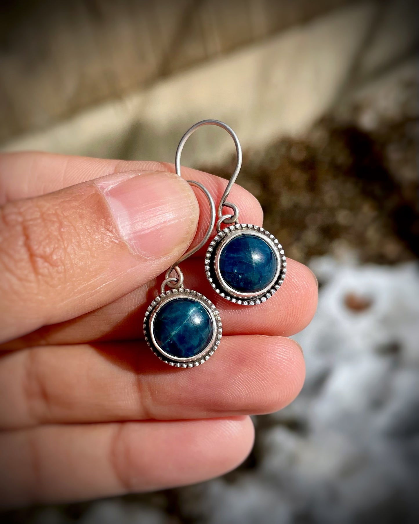 Ocean Blue Apatite Round Dangles