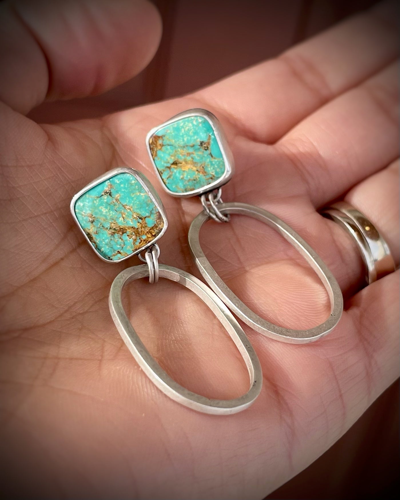 Mexican Turquoise Mixed Shape Dangle Earrings