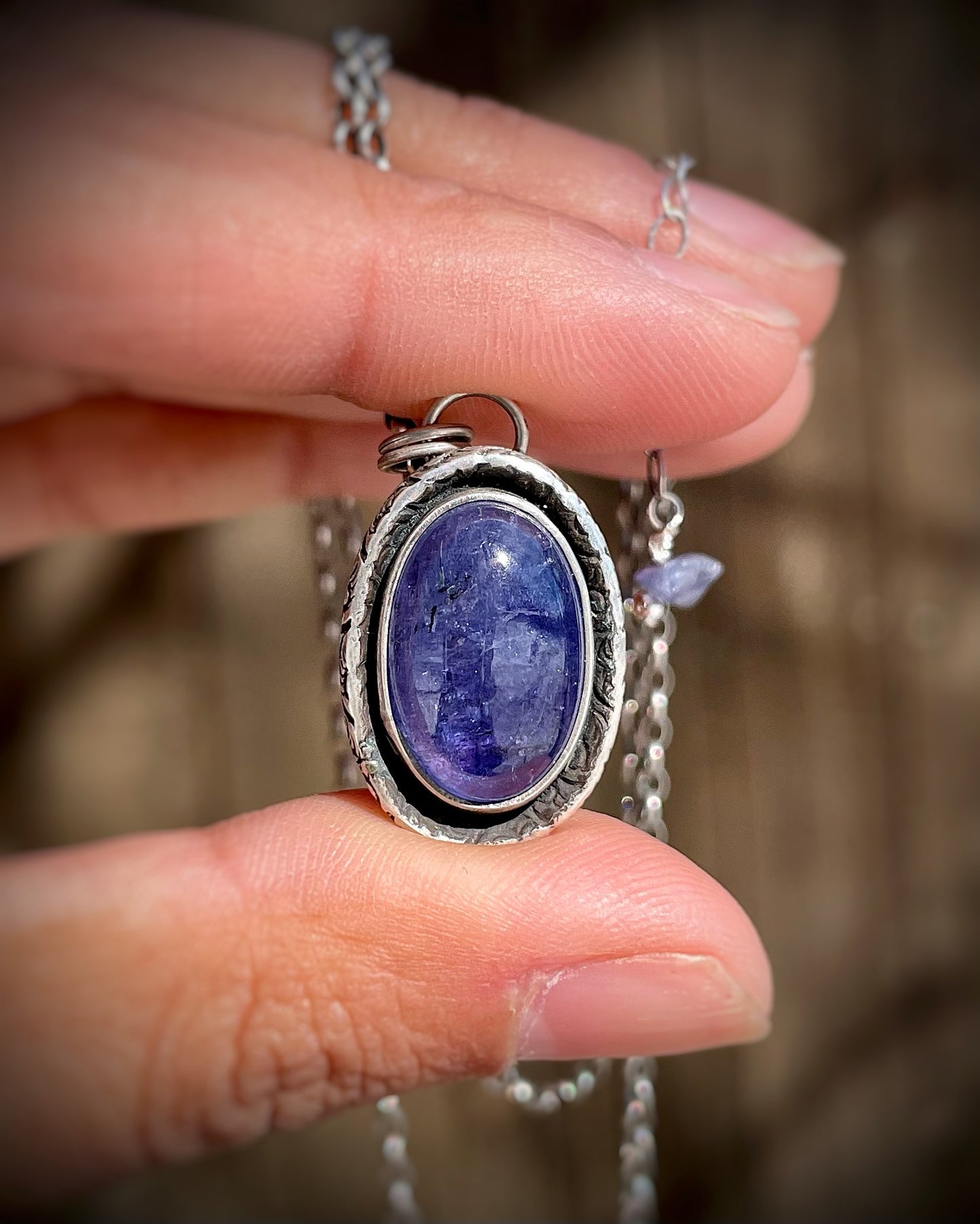 Patterned Border Gemstone Pendants