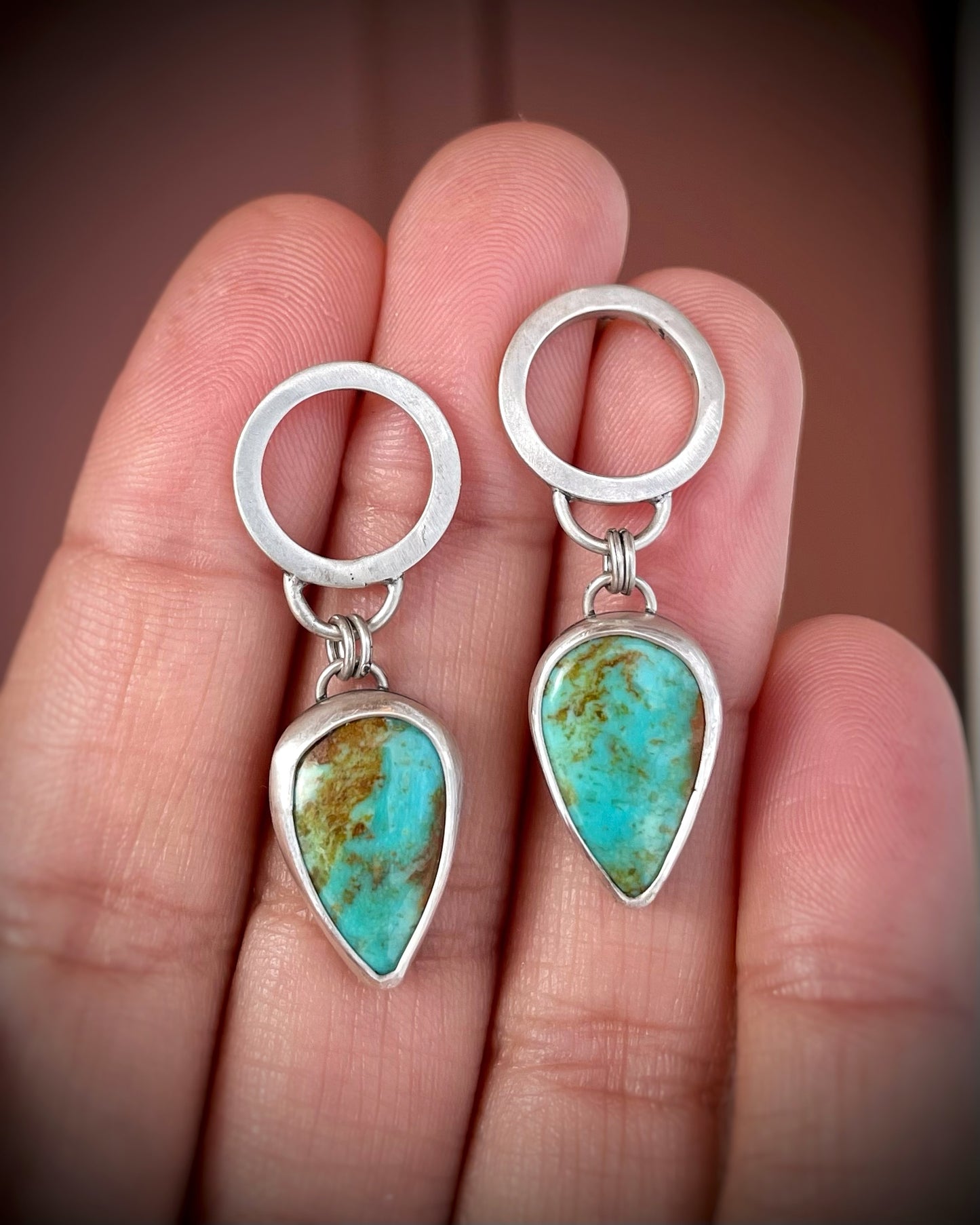 Mexican Turquoise Tear-Drop Earrings