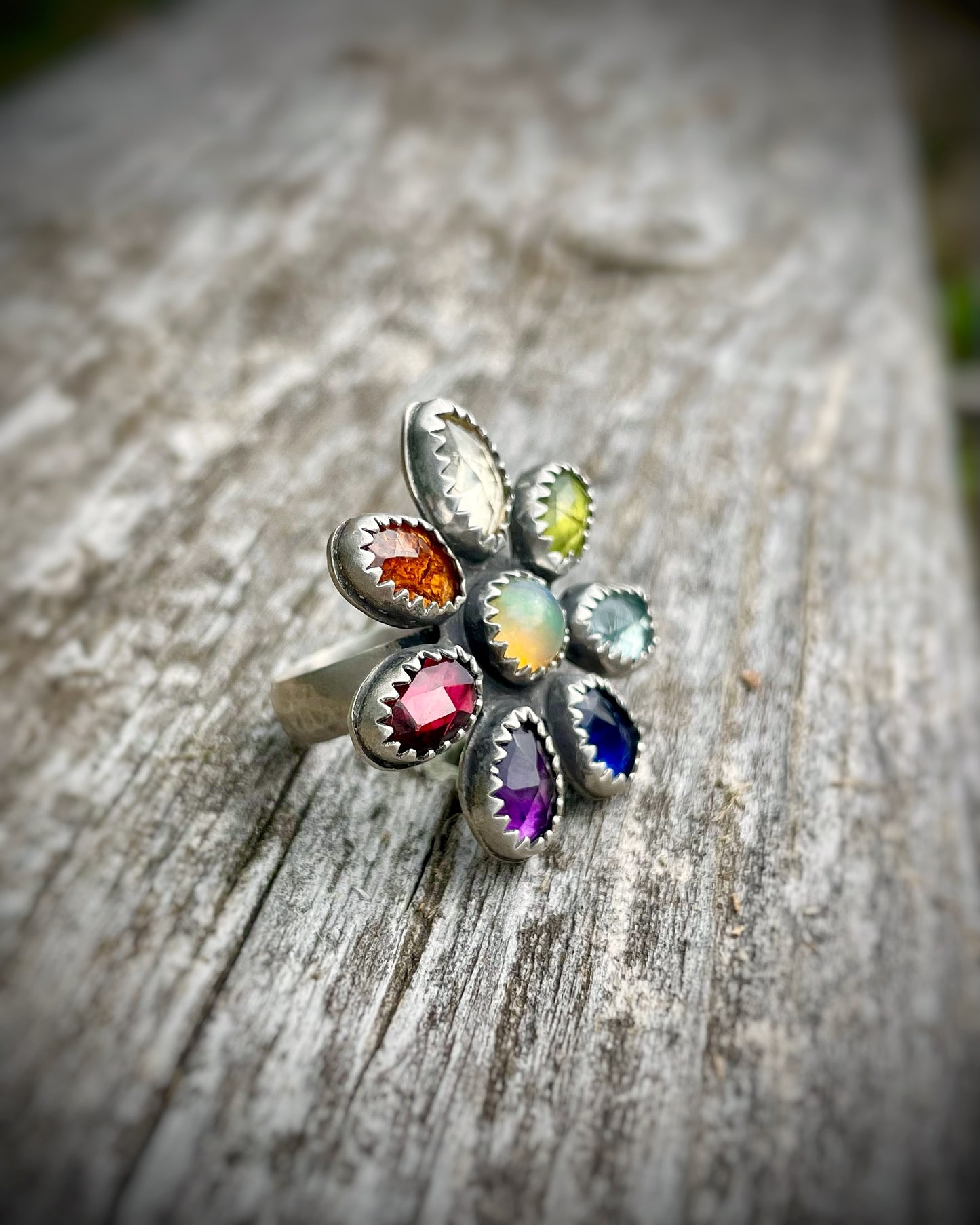 Rainbow Bloom Statement Ring