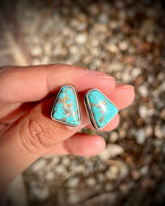 Turquoise Triangle Studs