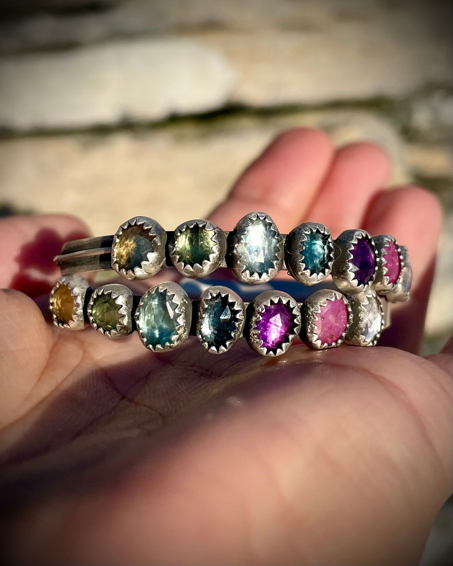 Kelidescope Rainbow Rose-Cut Hoops