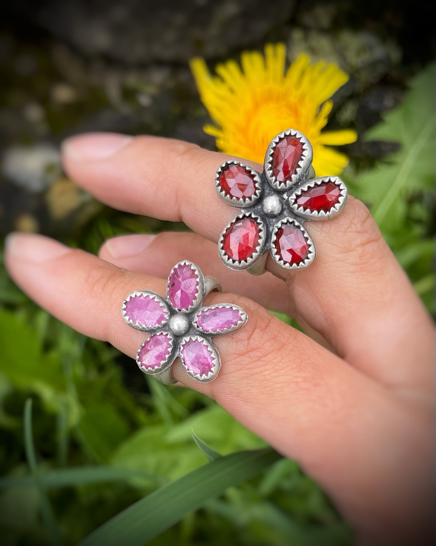 Wildflower Garnet Ring