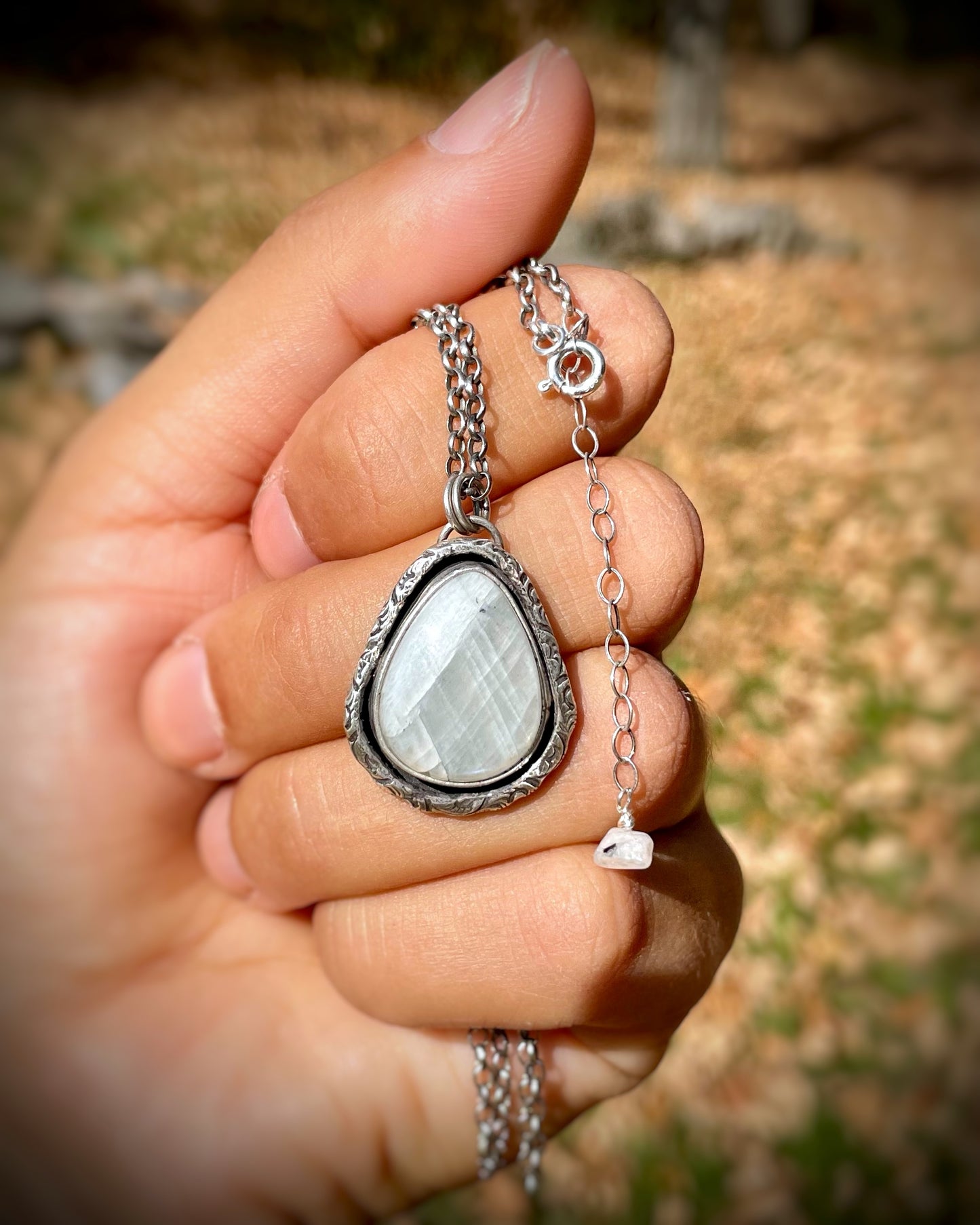 Patterned Border Gemstone Pendants