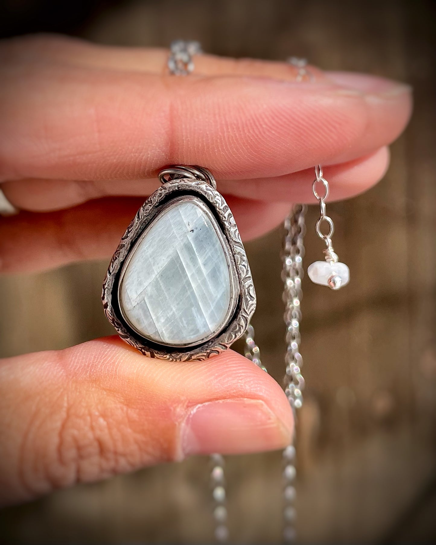 Patterned Border Gemstone Pendants