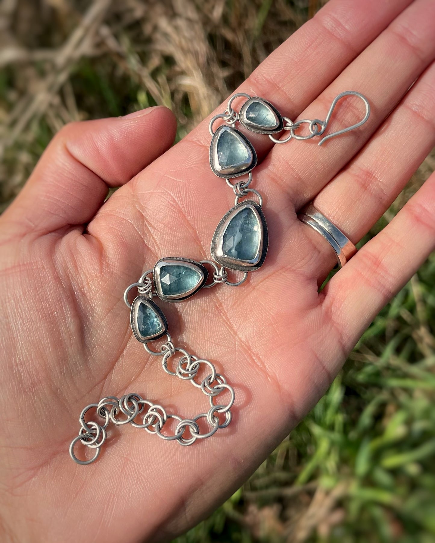 Aqua Kyanite Link Bracelet
