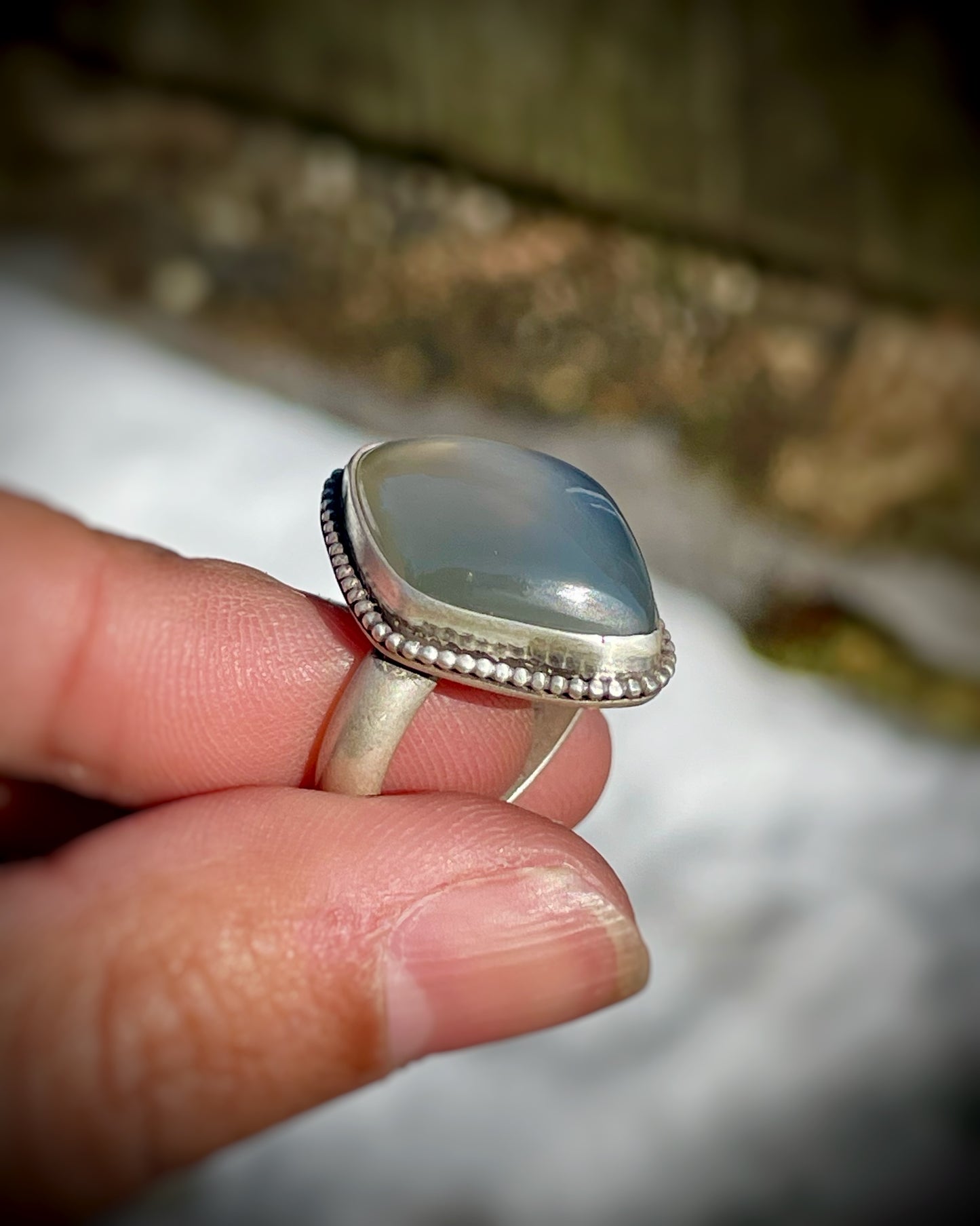 Gray Moonstone Ring