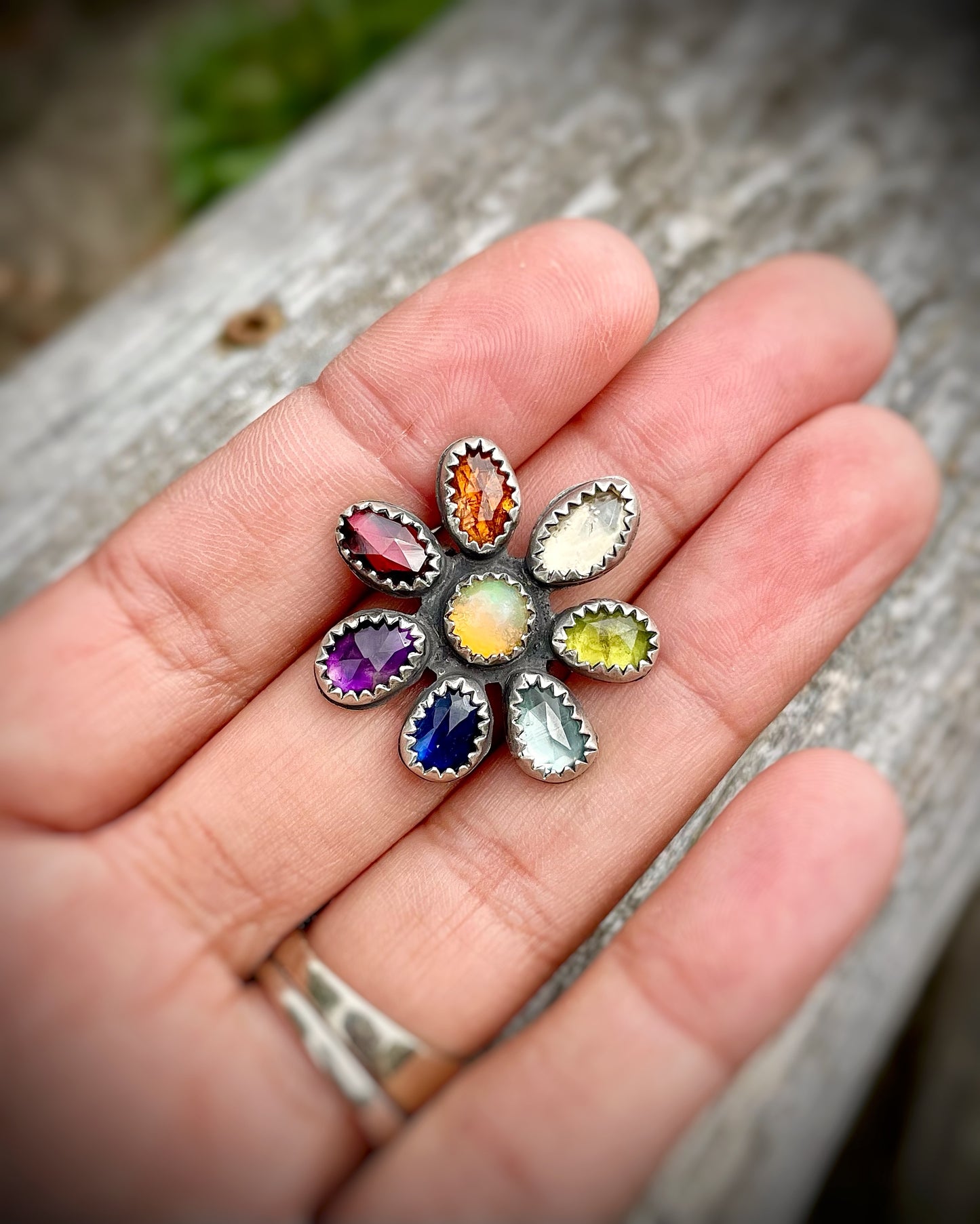 Rainbow Bloom Statement Ring