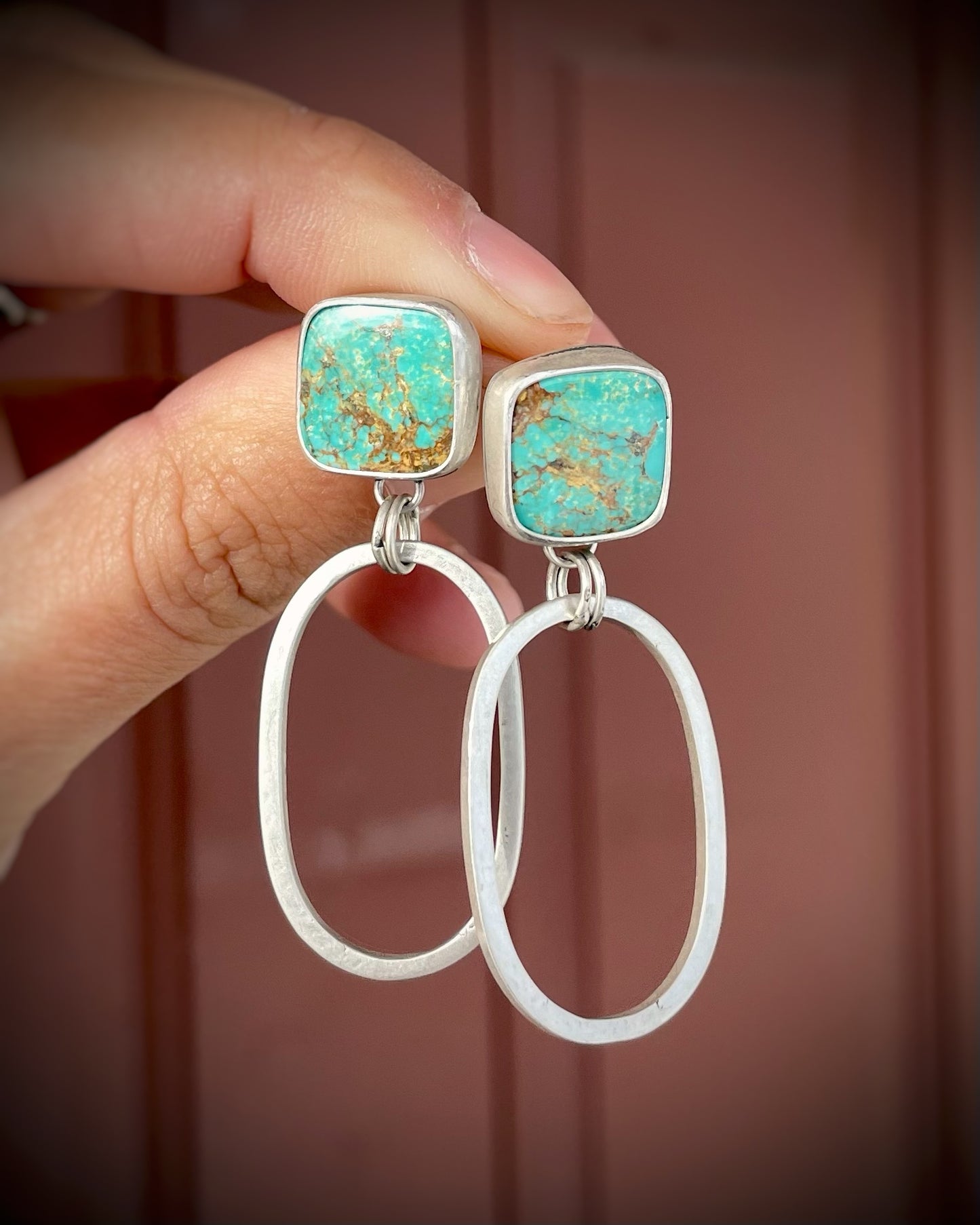 Mexican Turquoise Mixed Shape Dangle Earrings
