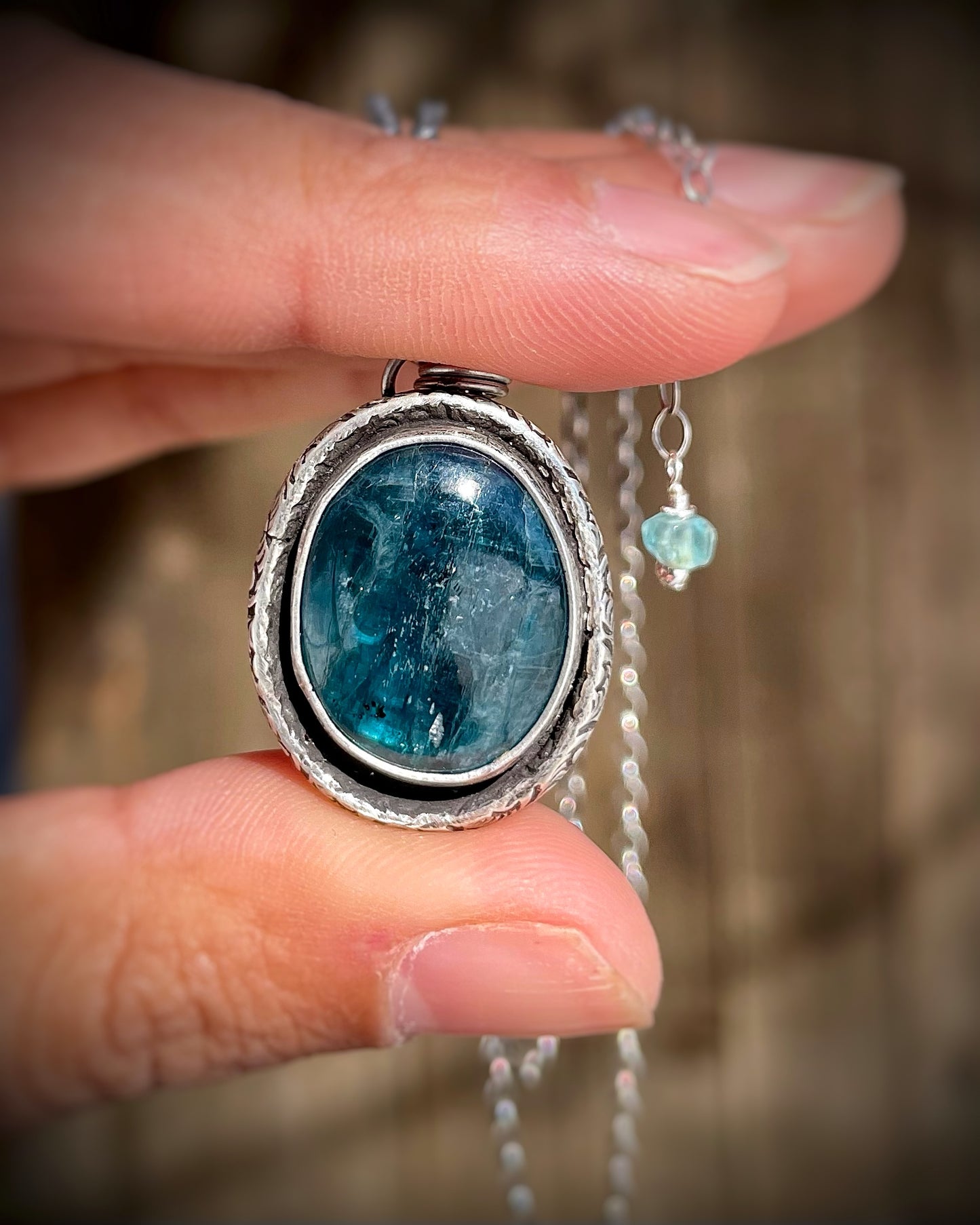 Patterned Border Gemstone Pendants