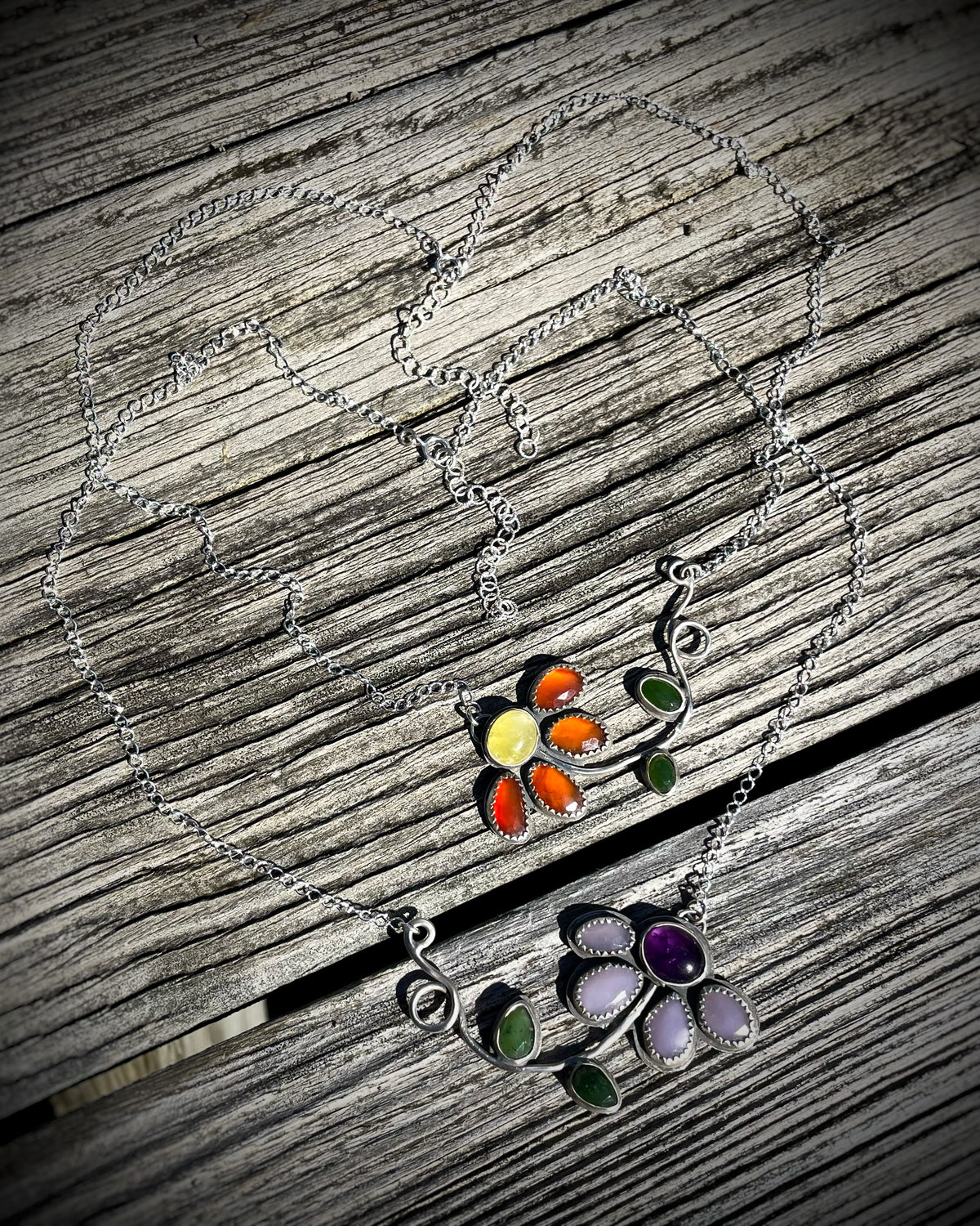 Wilted Flower Gemstone Necklace