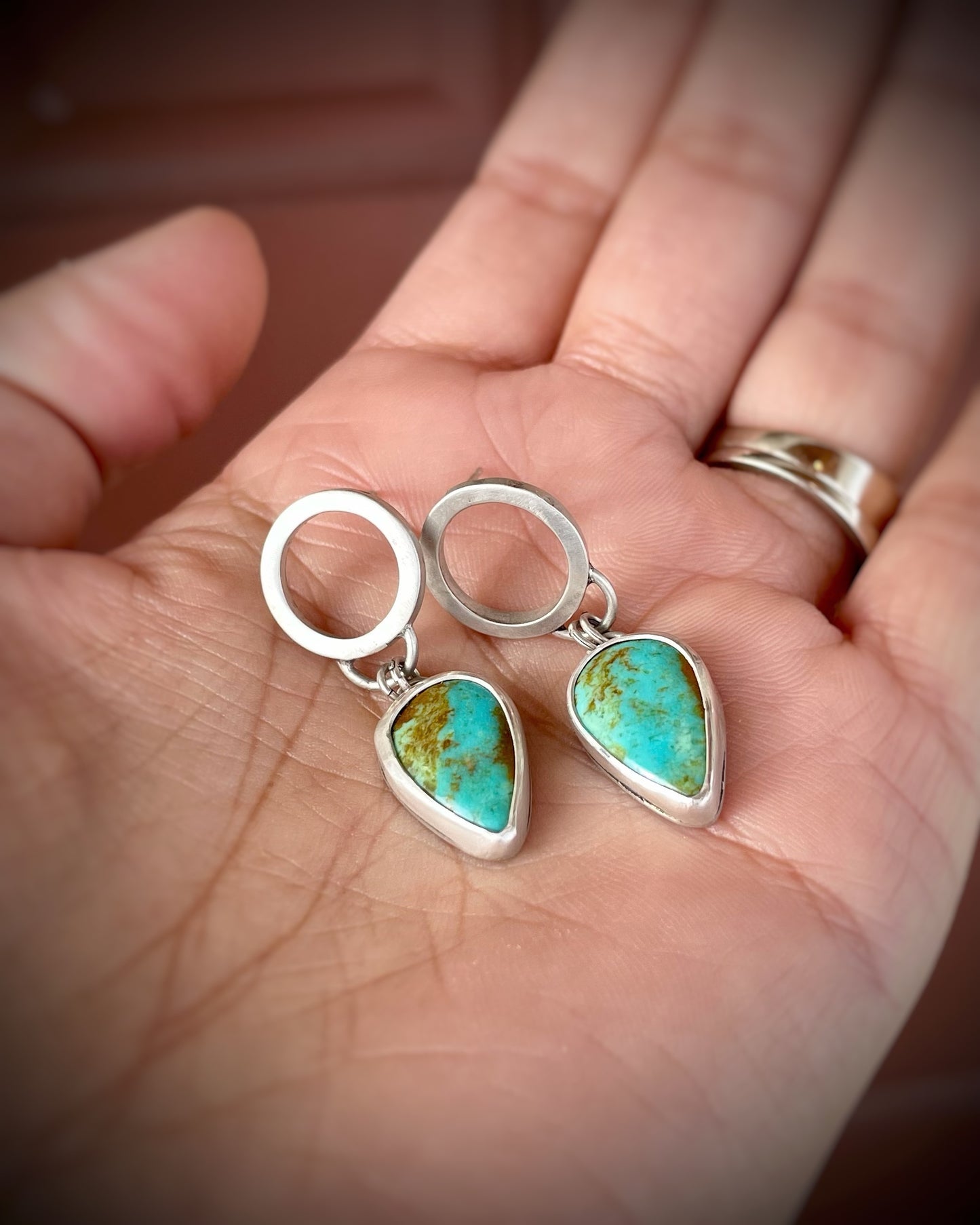 Mexican Turquoise Tear-Drop Earrings