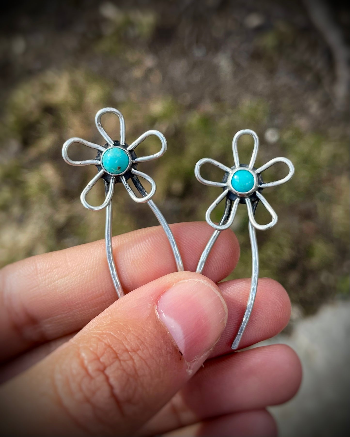 Turquoise Flower Hair Pins
