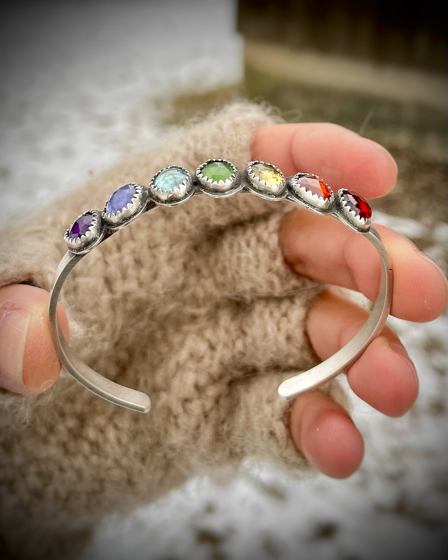 Signature Rose-Cut Rainbow Cuff