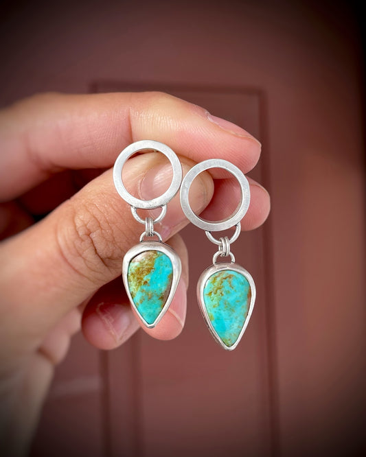 Mexican Turquoise Tear-Drop Earrings
