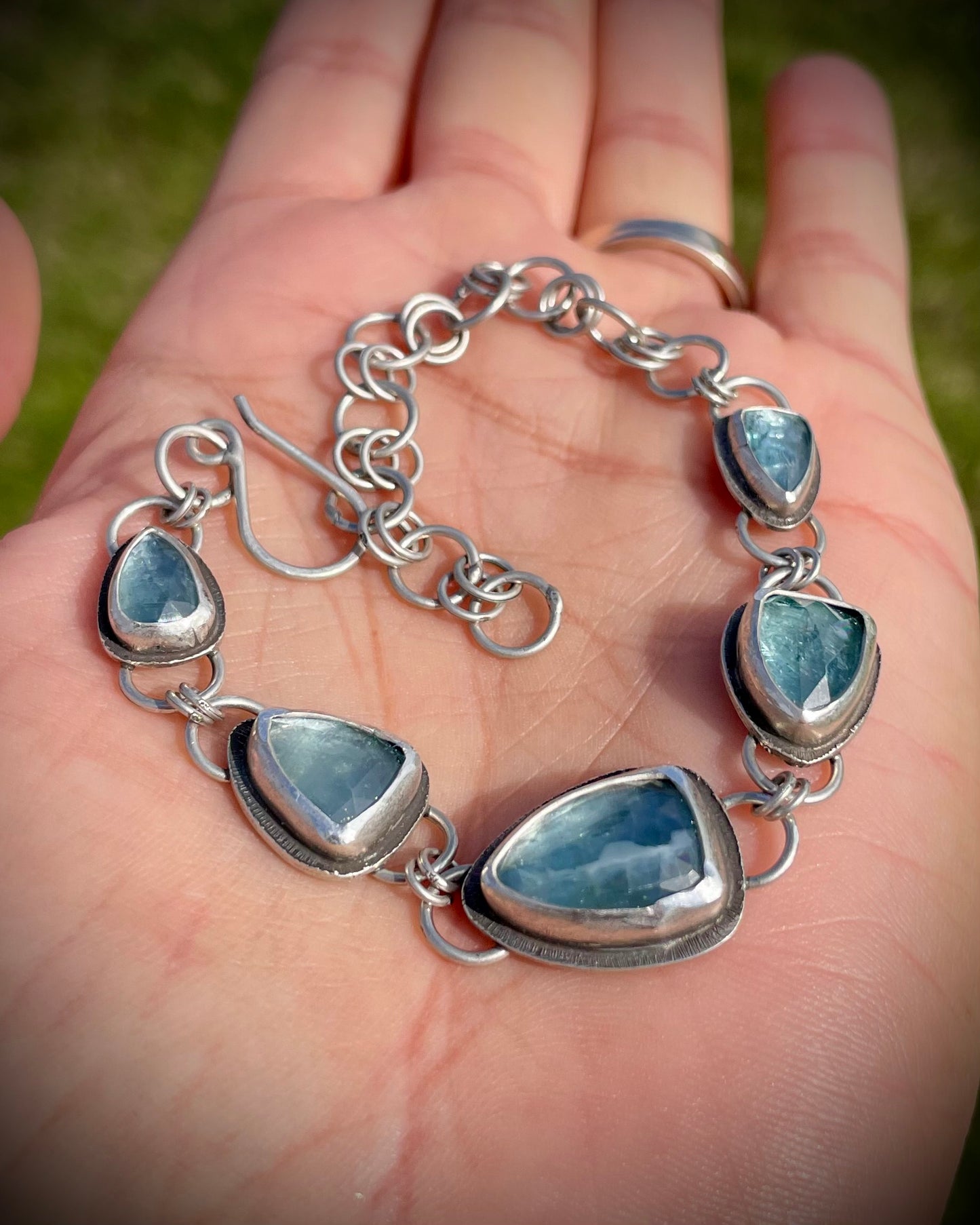 Aqua Kyanite Link Bracelet